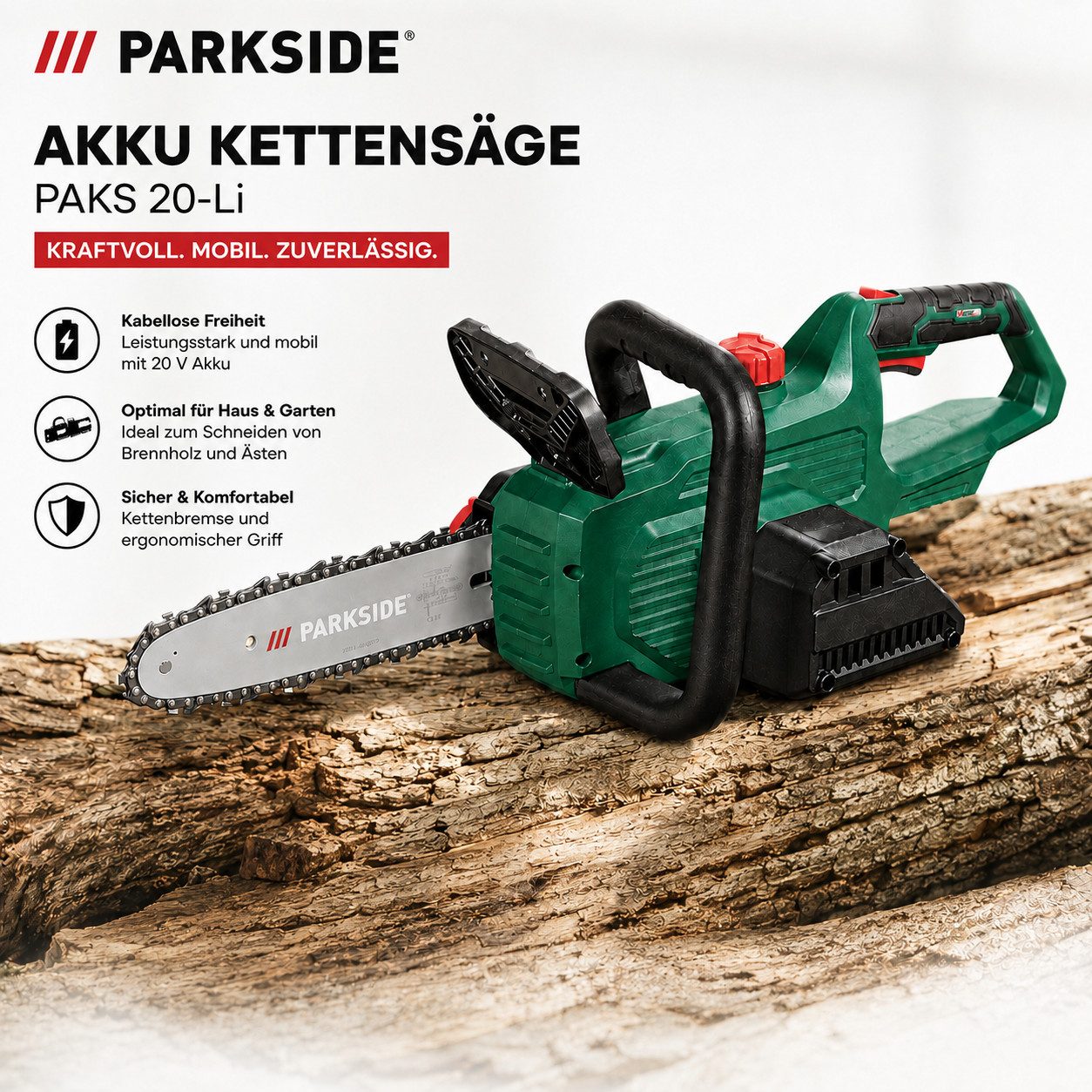 Parkside Akku-Kettensäge PARKSIDE Akku Kettensäge PAKS 20-Li Solo Gerät