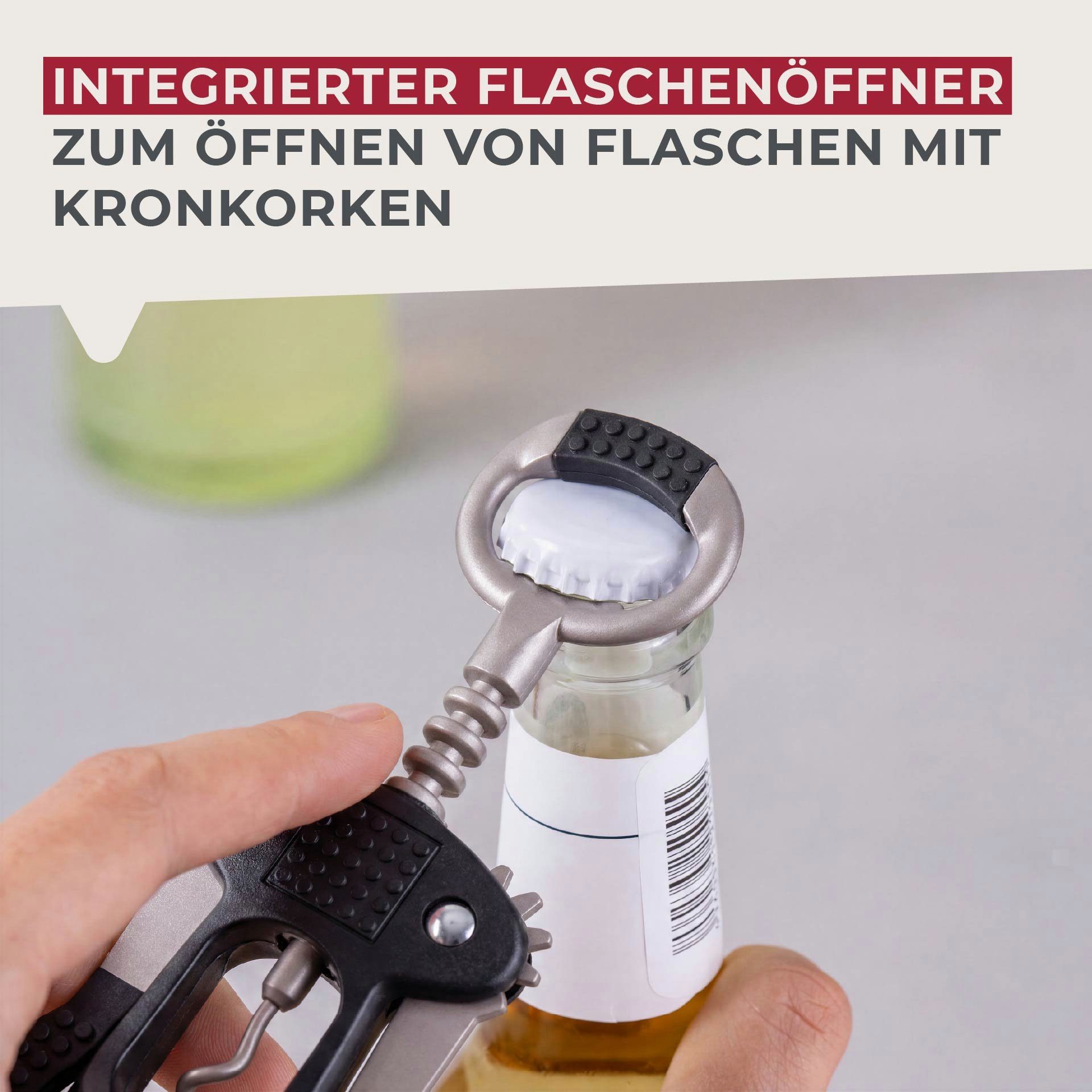 FACKELMANN Korkenzieher Hebelkorkenzieher mit Flaschenöffner
