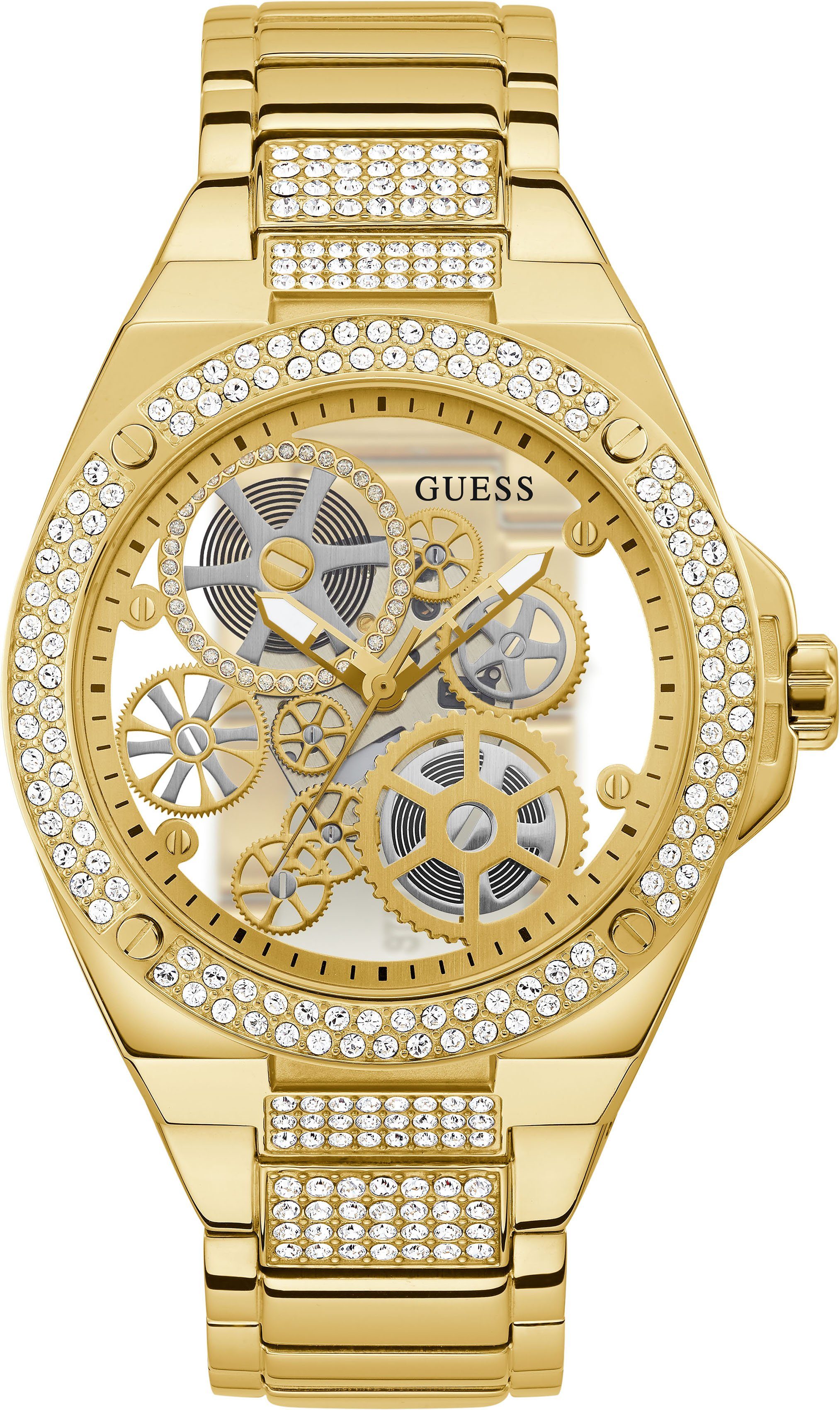 REVEAL, Herrenarmbanduhr Automatik-Look Guess im GW0323G2,BIG Interessante Quarzuhr