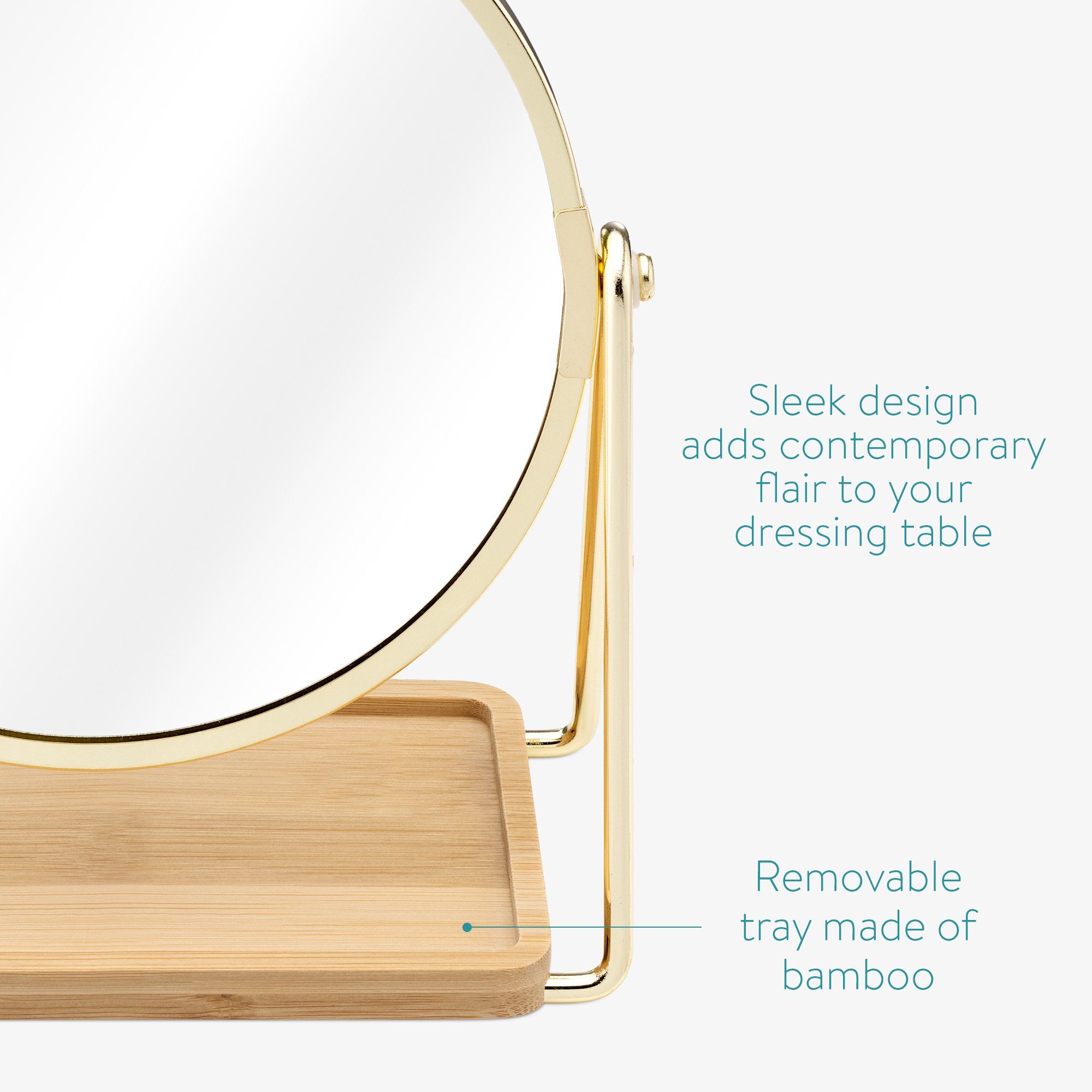 Schminkspiegel 360° - Spiegel doppelseitiger Kosmetikspiegel Kosmetikspiegel Gold Navaris