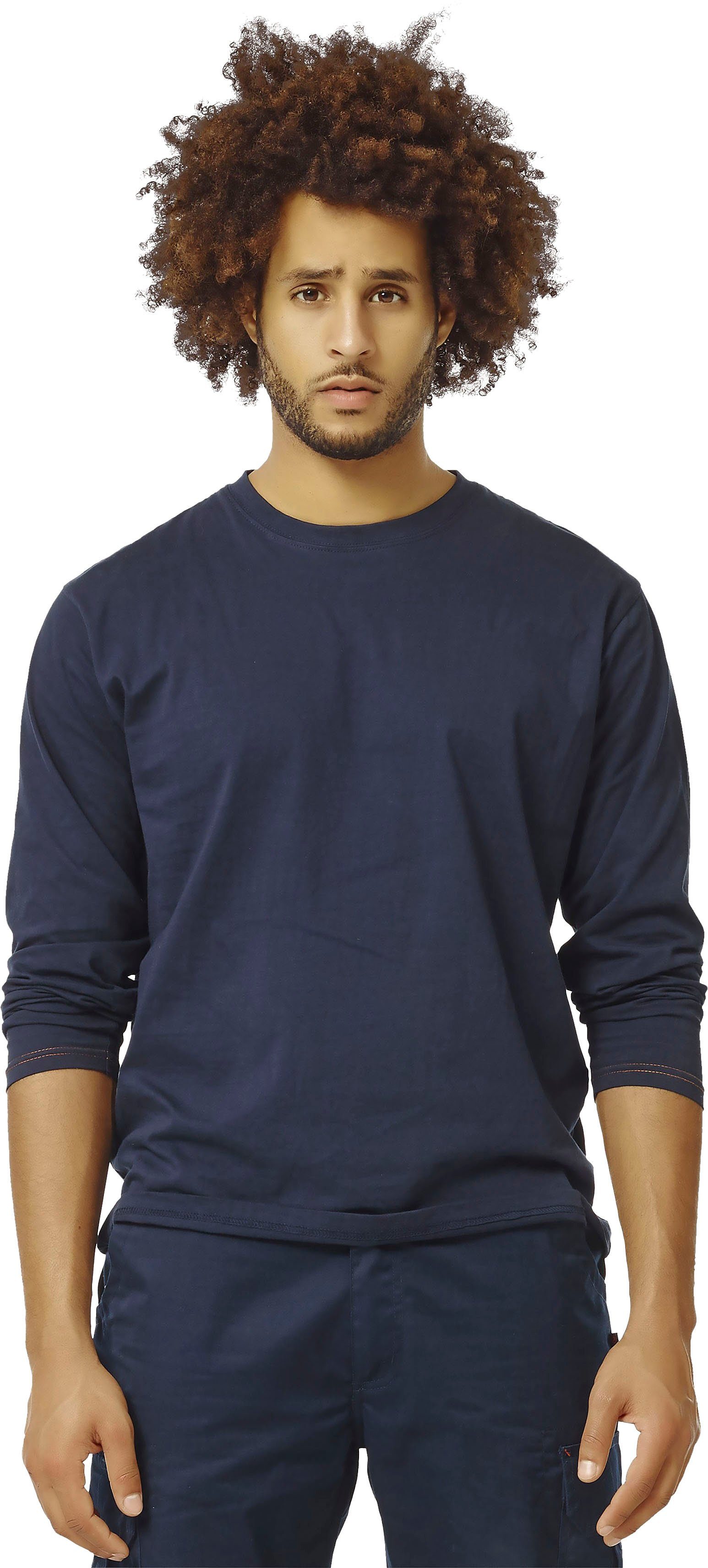 Langarmshirt Basic angenehmes marine % t-shirt Herock Noet vorgeschrumpfte Baumwolle, 100 Tragegefühl, langärmlig
