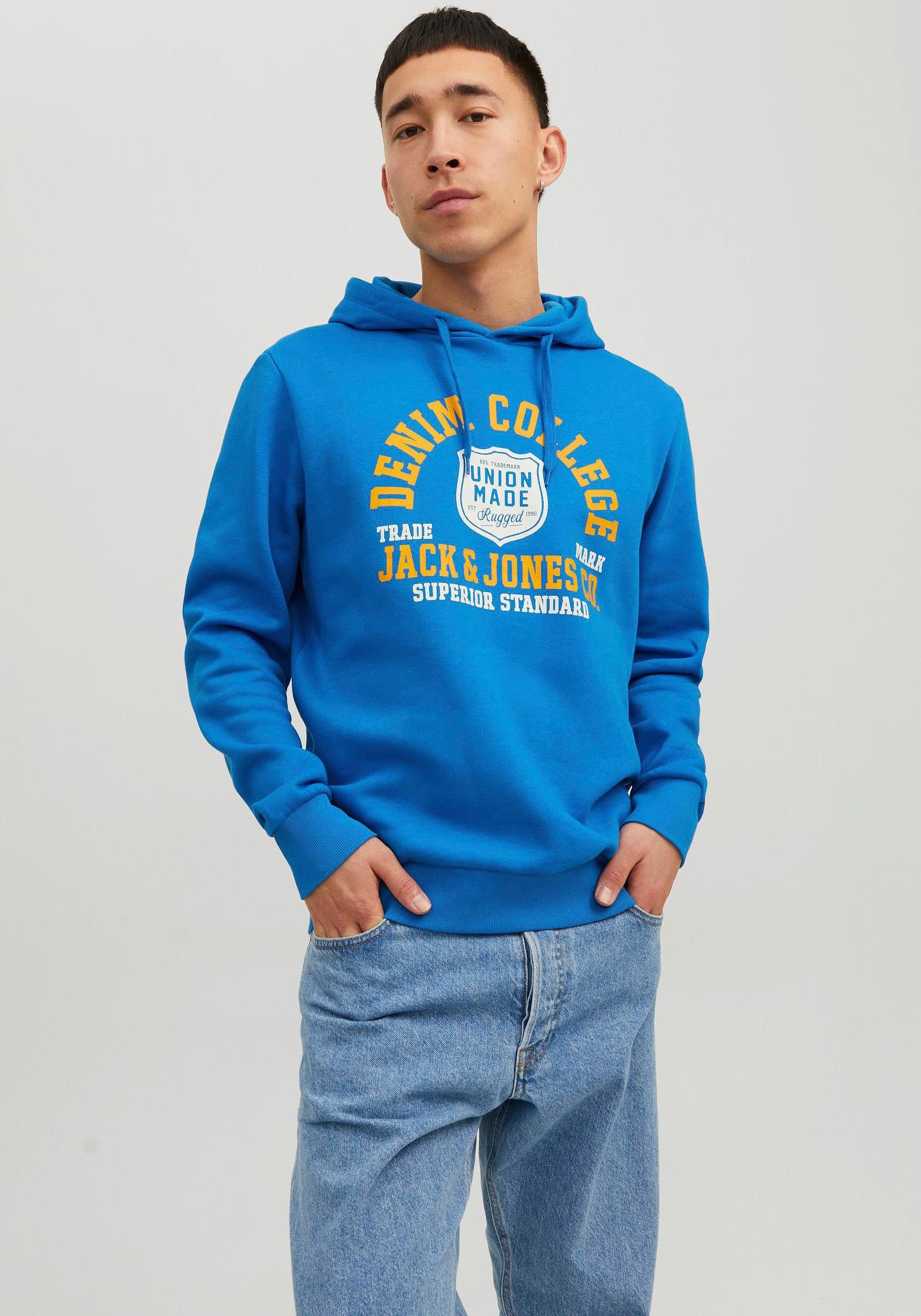 french SWEAT blue Jack & Jones HOOD LOGO Kapuzensweatshirt