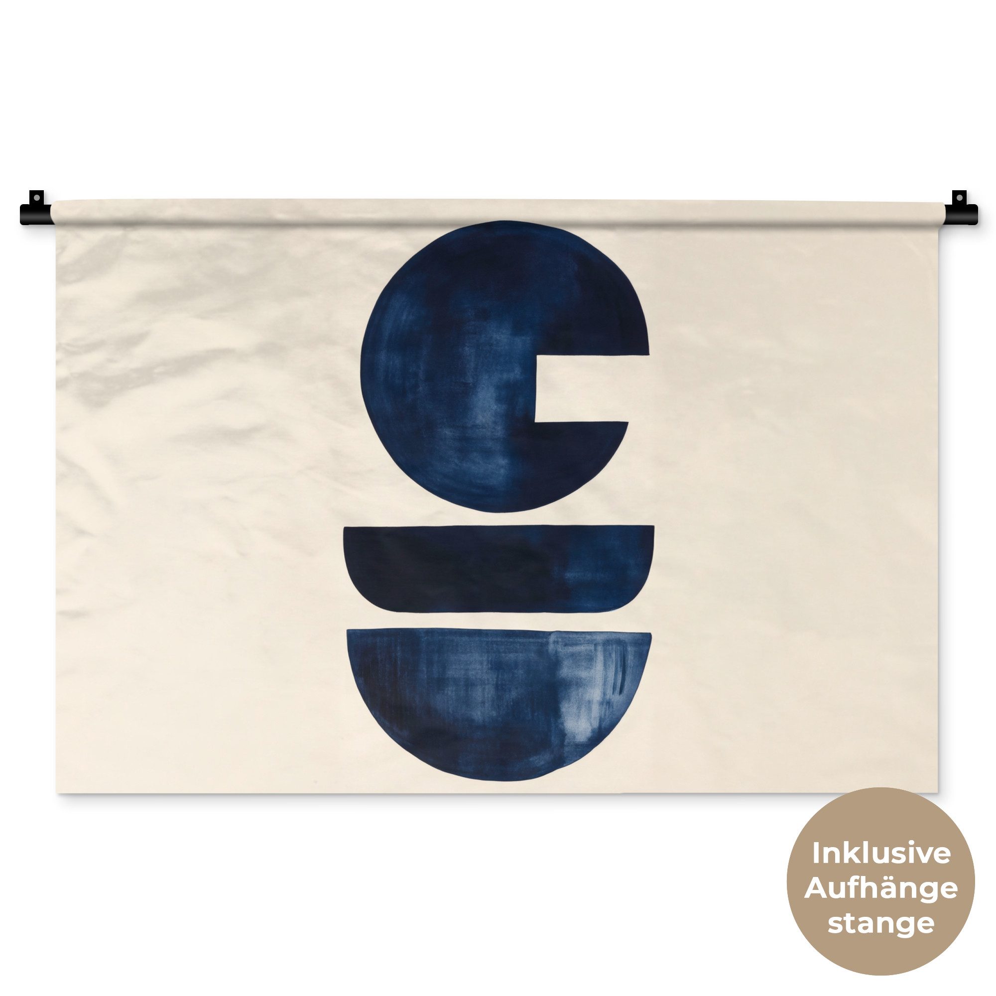 MuchoWow Wandteppich Formen - Blau - Abstrakt, Rechteckig, Höhe: 3 mm, Wandtuch für Wohnzimmer, Schlafzimmer, 90x60 cm