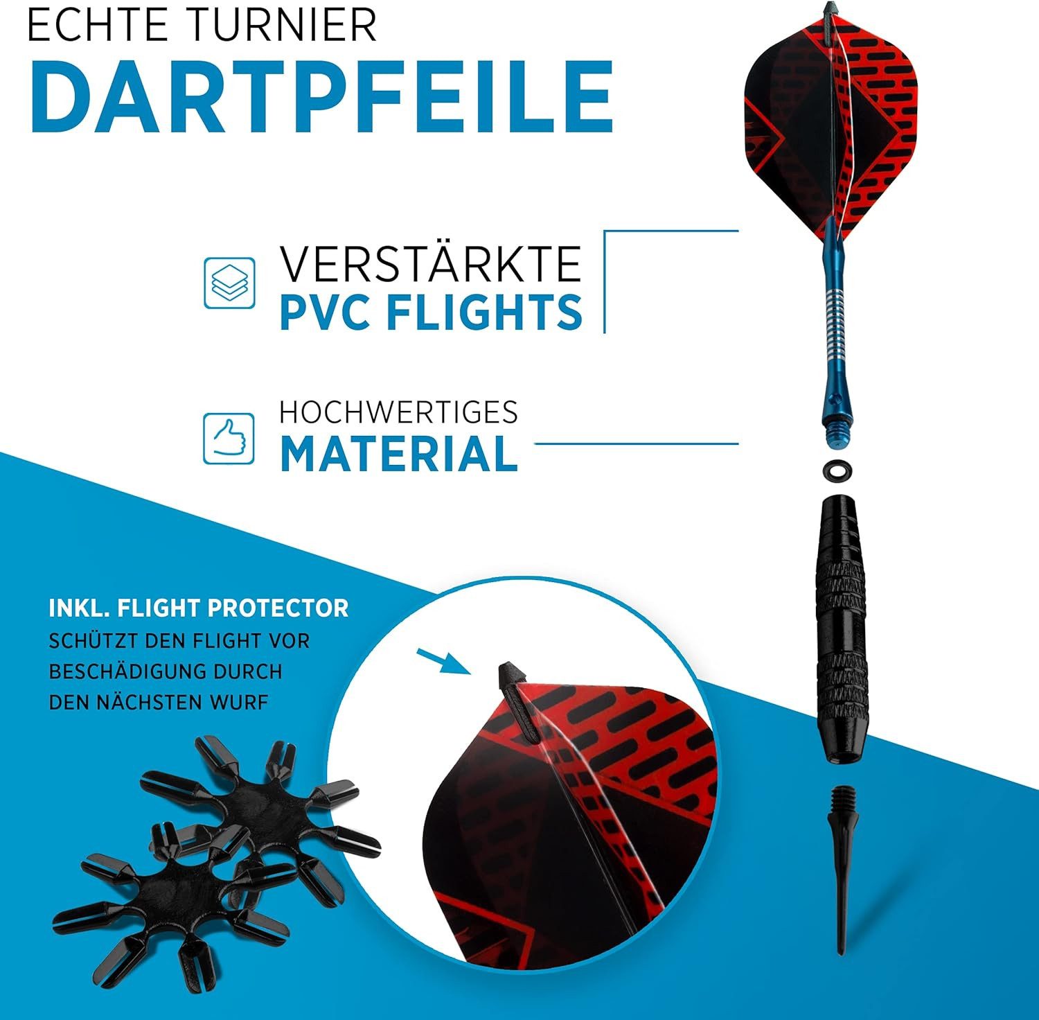 DartPro Dartscheibe elektronisch - für Profis -, (129 teiliges Set mit 12 Dartpfeilen und Zubehör ohne Dartscheibe), 12 Pfeile für E-Dartboard – Bild 4 von 5