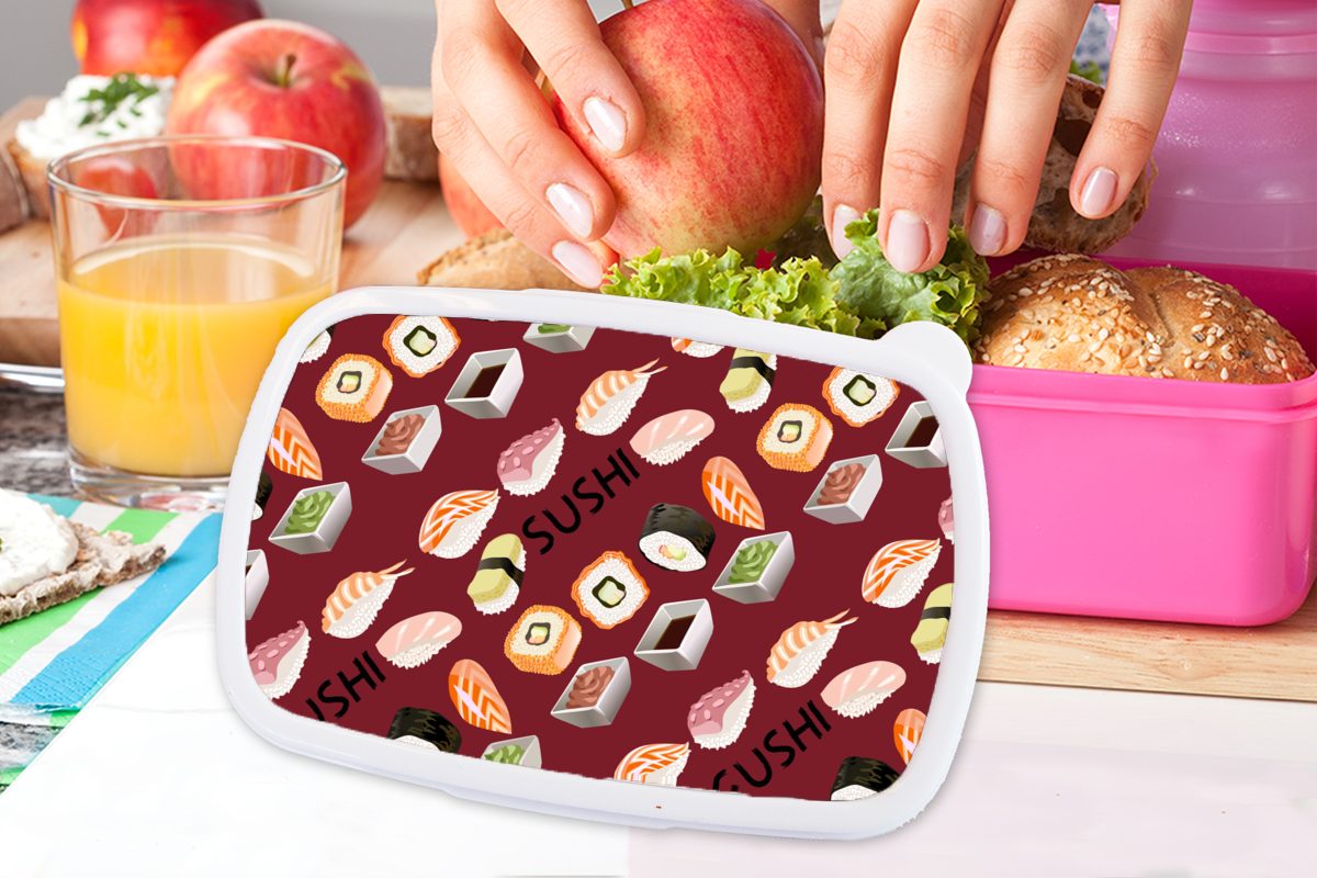 für - - Kinder, (2-tlg), - Sushi Brotdose Erwachsene, Snackbox, Diagramm Lunchbox Kunststoff, rosa Brotbox Zitate, Japan Kunststoff MuchoWow Mädchen,