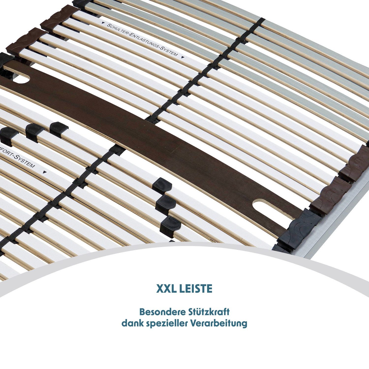 Lattenrost Big-Stabil & Fest, extra belastbar bis 200kg, Beco, Lattenrost 90x200 cm, 7.5cm hoch, 7 Zonen, vormontiert, hergestellt in Deutschland