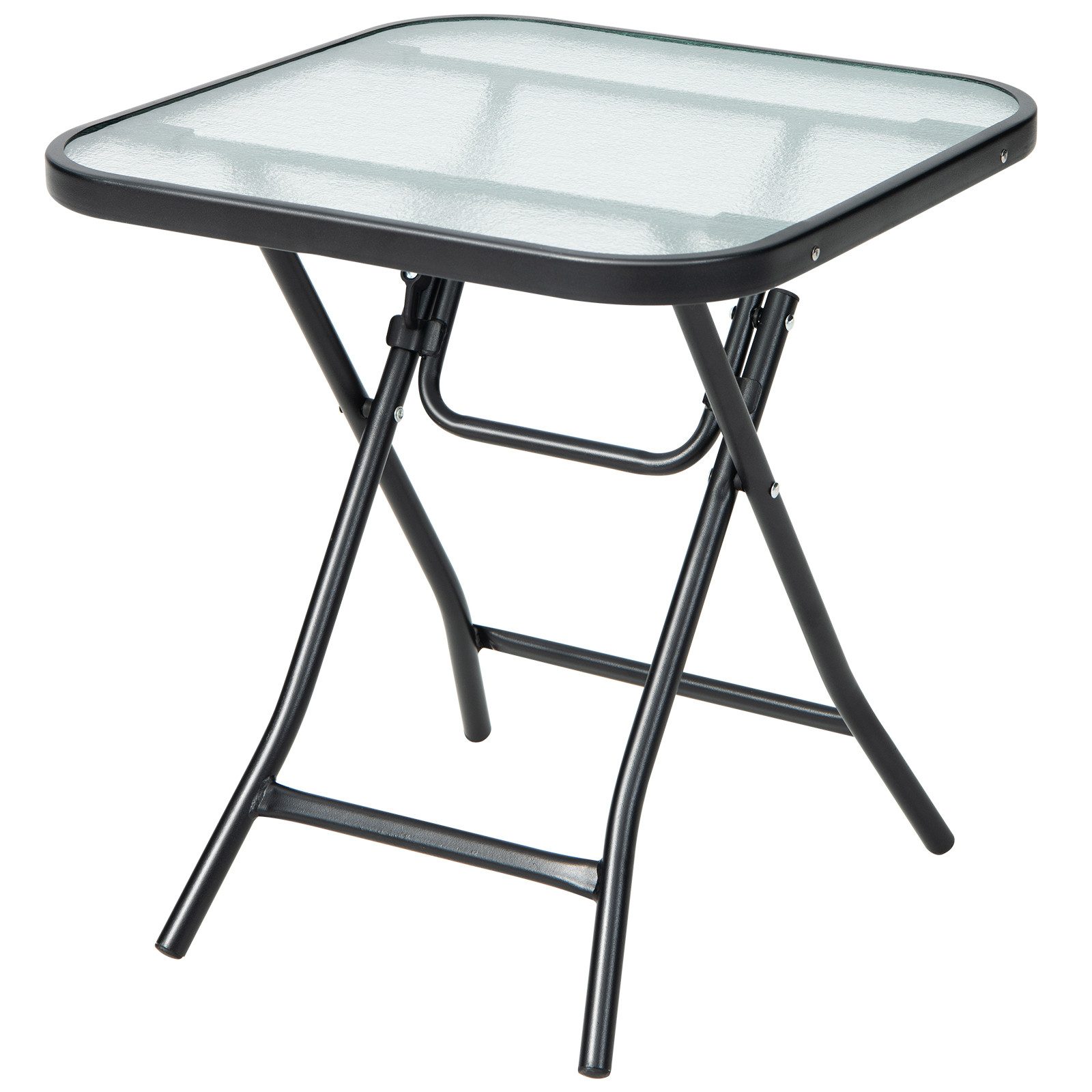 COSTWAY Bistrotisch Gartentisch, quadratischer, aus gehärtetem Glas