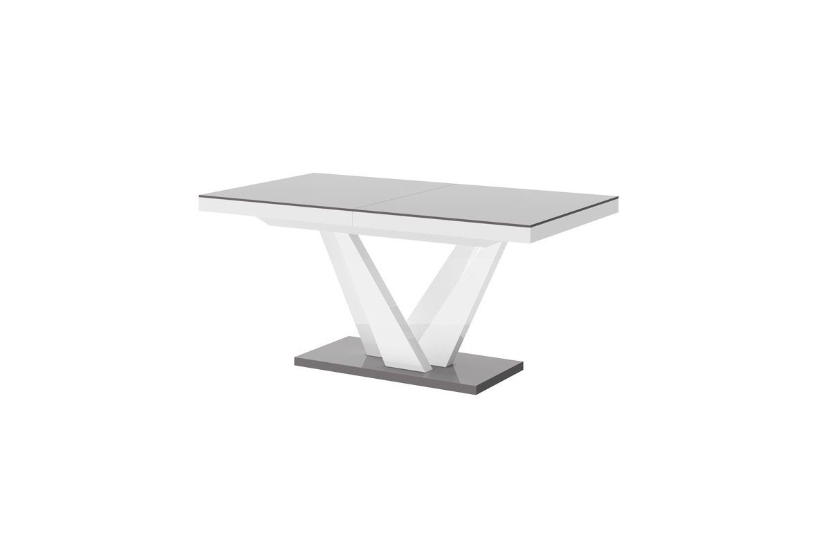 Grau Design ausziehbar / Hochglanz cm Weiß Tisch 256 HEV-111 designimpex Esstisch bis Hochglanz 160 Esstisch