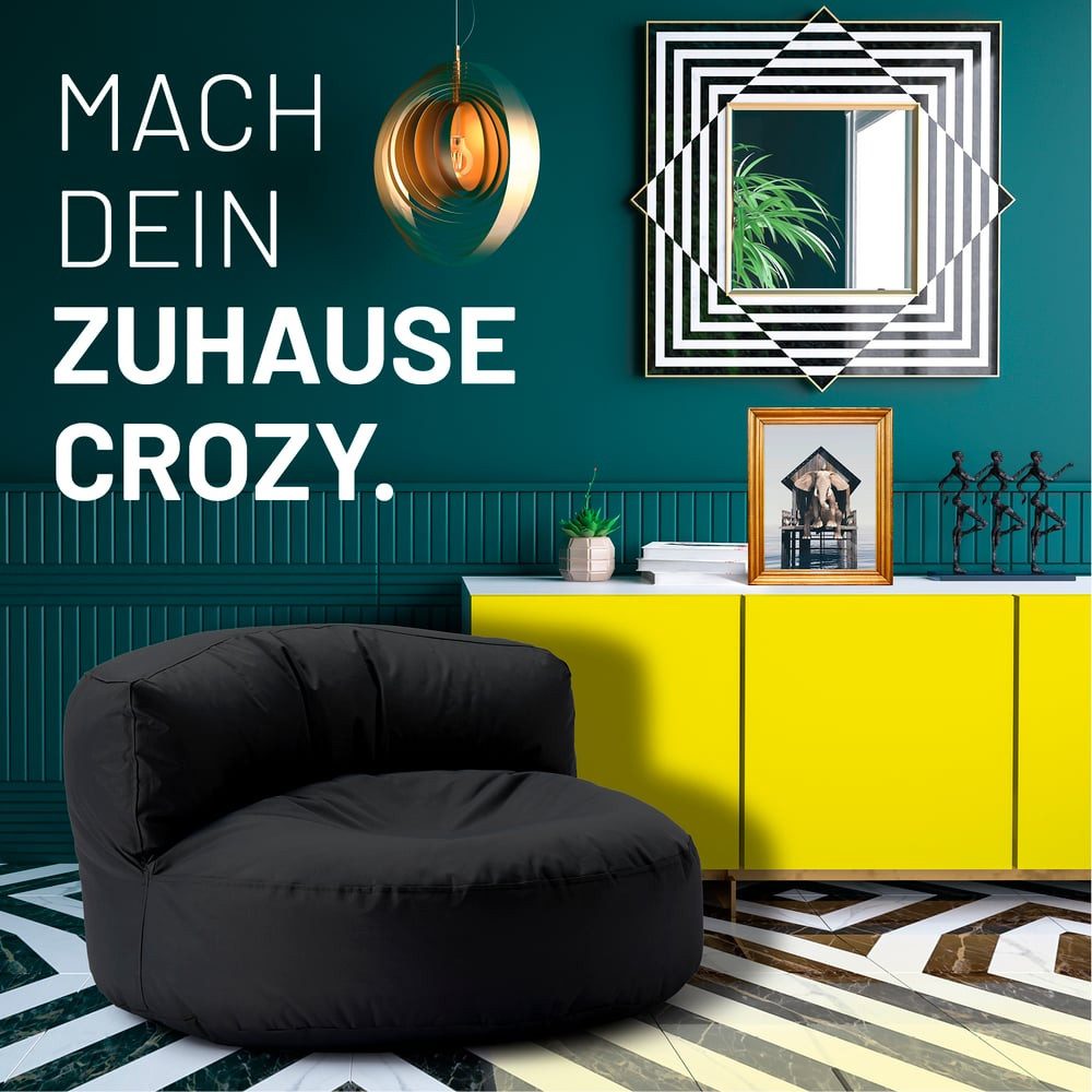 Lumaland Sitzsack Round Sofa Sitzkissen Bean Bag Couch Lounge, inkl. Rückenlehne In-& Outdoor 90x90x50cm