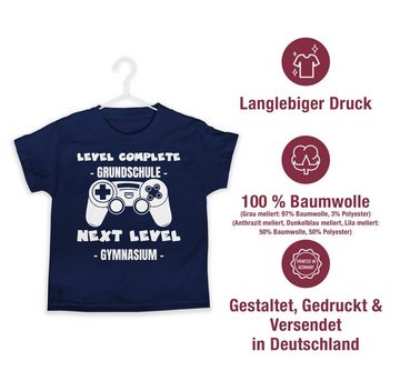 Shirtracer T-Shirt Level complete - next level Gymnasium weiß Einschulung Junge Schulanfang Geschenke