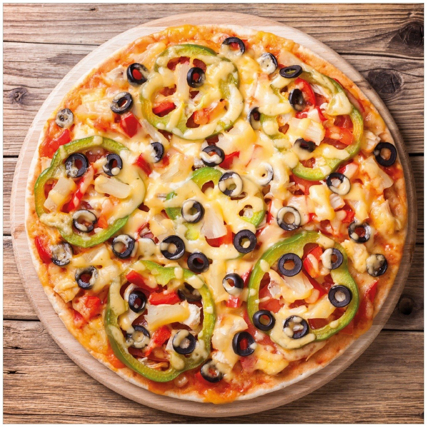 Peperoni, und Wallario Oliven. Italienische Paprika mit Pizza Käse Memoboard