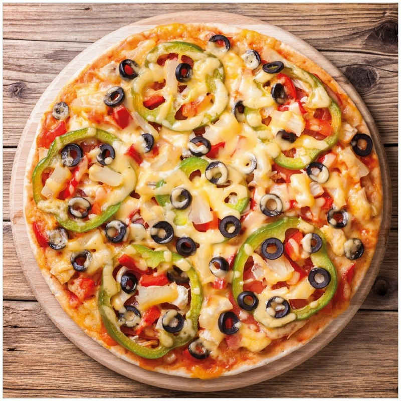 Wallario Memoboard Italienische Pizza mit Peperoni, Oliven. Paprika und Käse