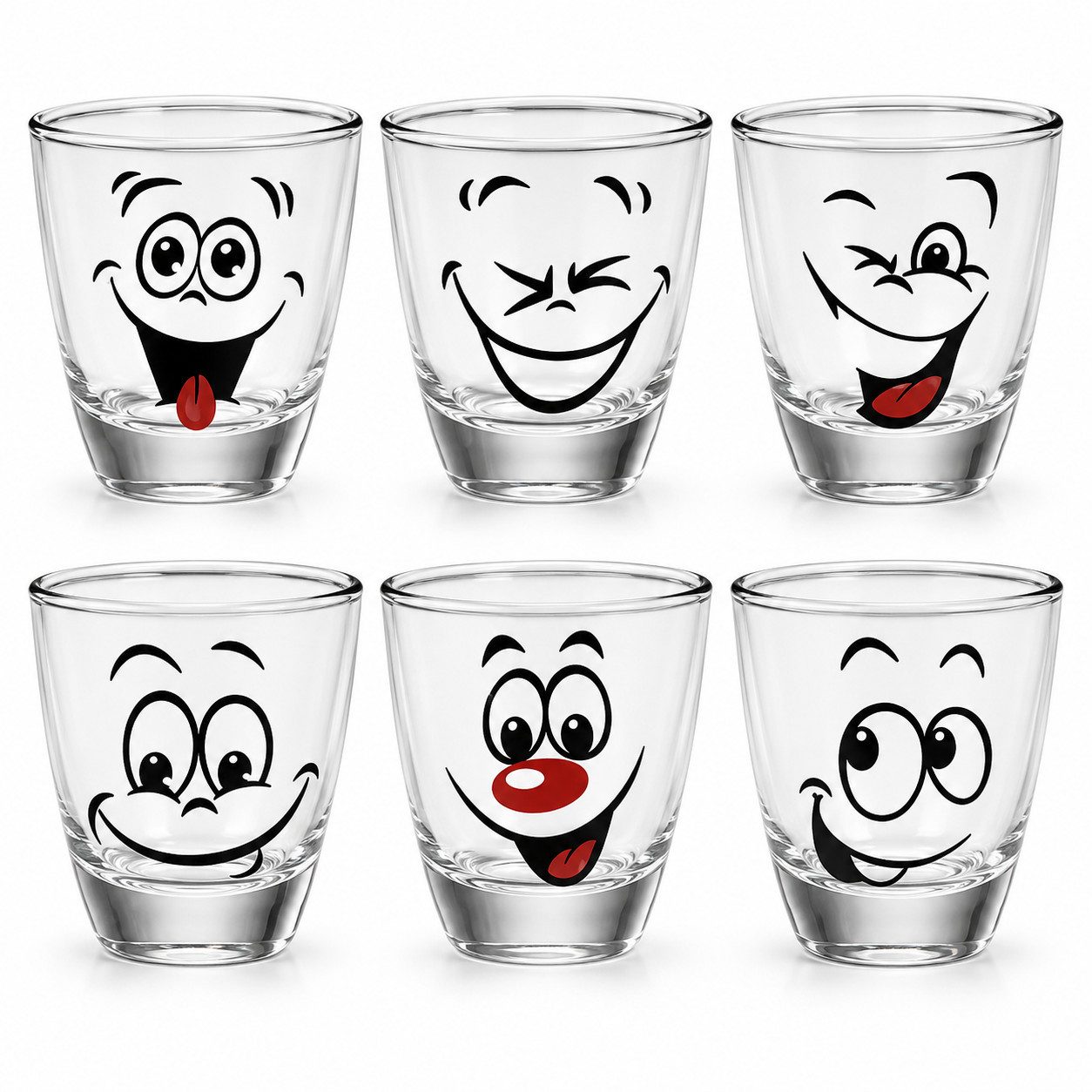 Sendez Schnapsglas 6 Schnapsgläser mit Motiv Tequilagläser Schnaps Wodkagläser Humor, Glas