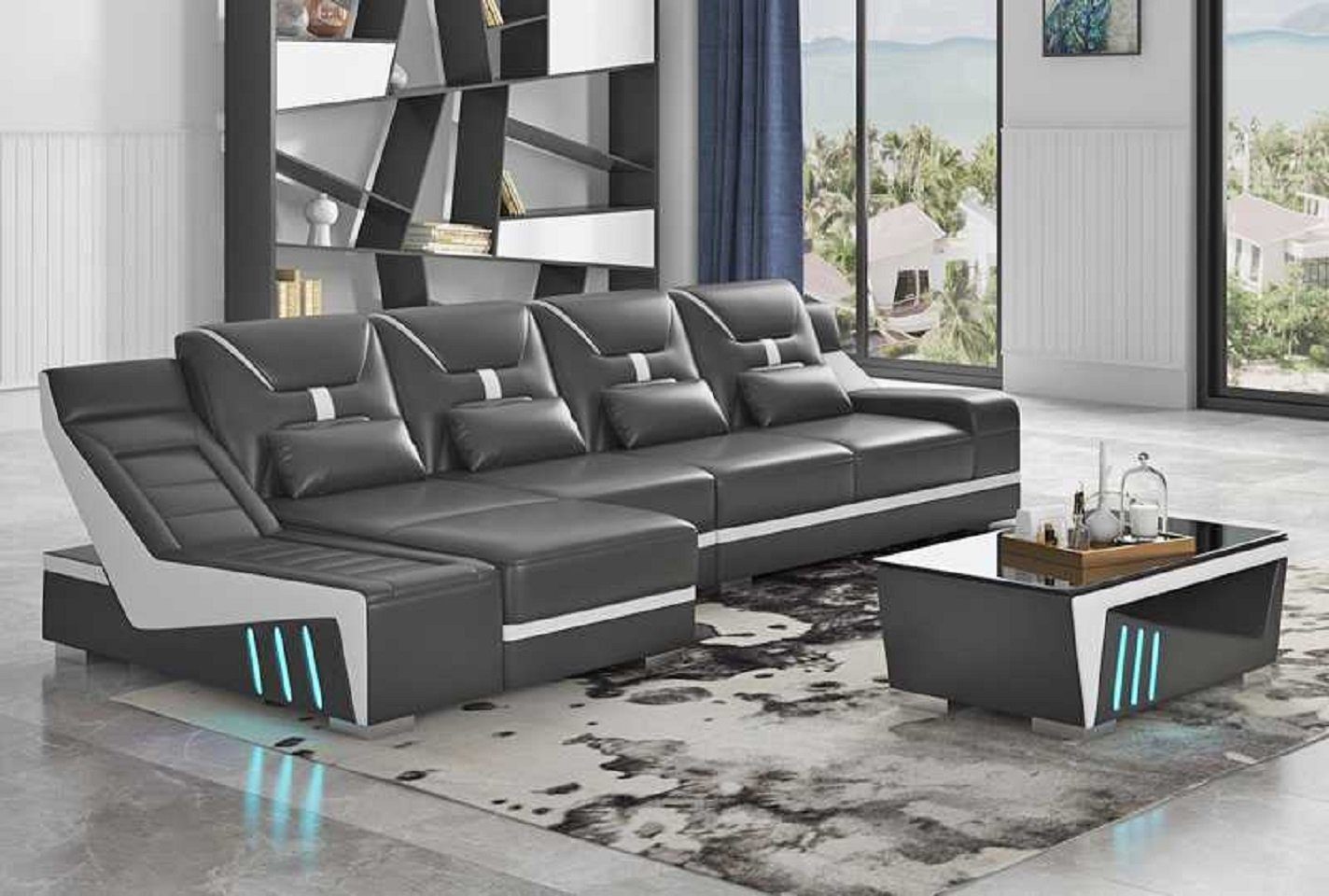 Europe in Made 3 Sofas Ecksofa Eck JVmoebel Ecksofa Schwarz Teile, Sofa Couch Designersofa Form Möbel, Modern L