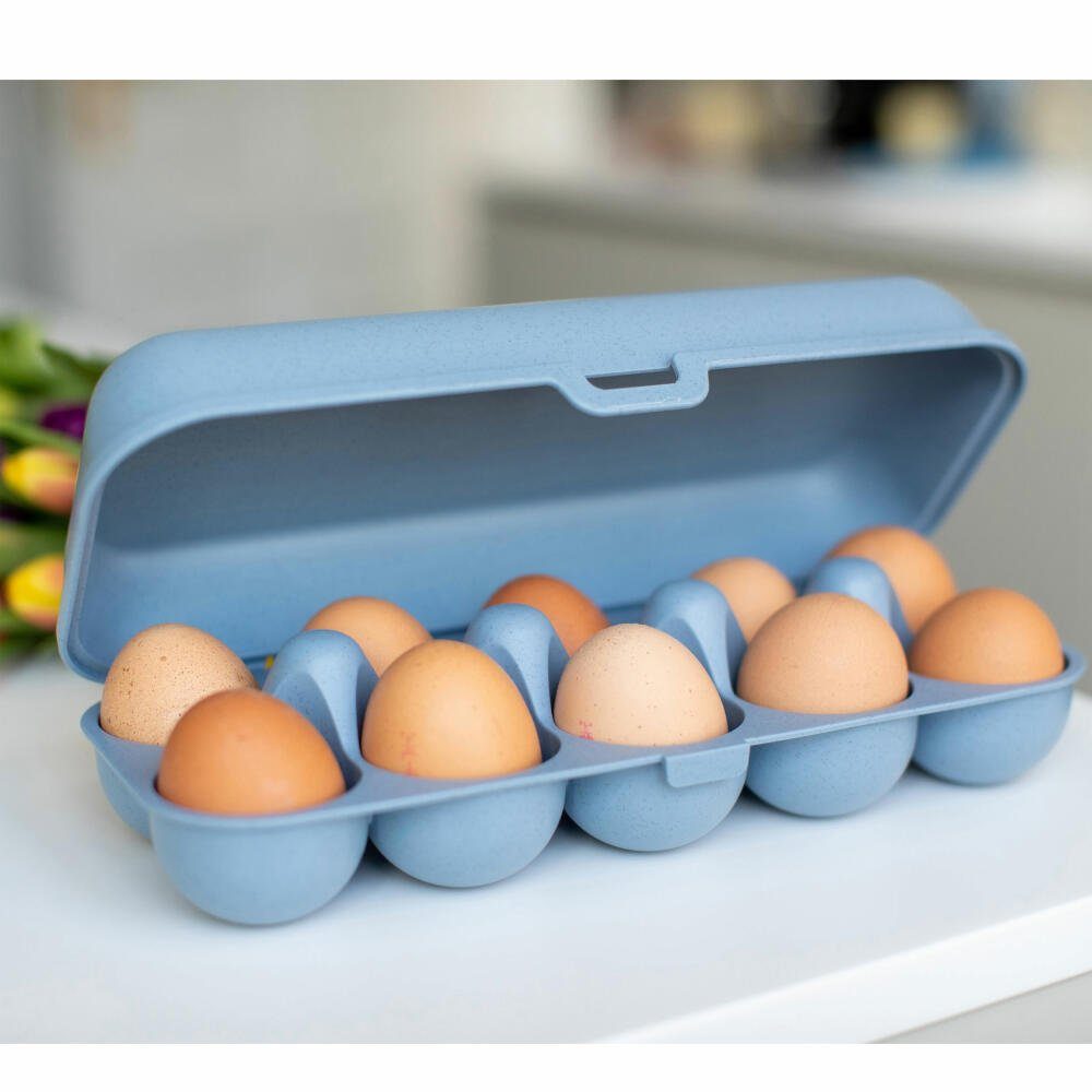 KOZIOL Eierkorb Eierbox Eggs To Go Nature Flower Blue, Biozirkulärer Kunststoff