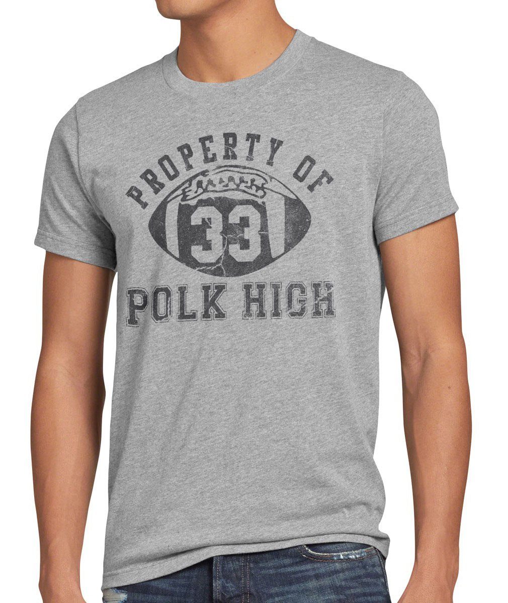 style3 Print-Shirt Herren T-Shirt Property of Polk High nette football bundy schrecklich familie al grau meliert