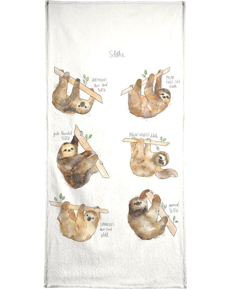 Handtuch Handtuch Frottee-Veloursqualität. Juniqe - (1-St), bedrucktes weicher Handtuch. Einseitig in Bedruckte Oberseite In, Sloths Frottee-Veloursqualität