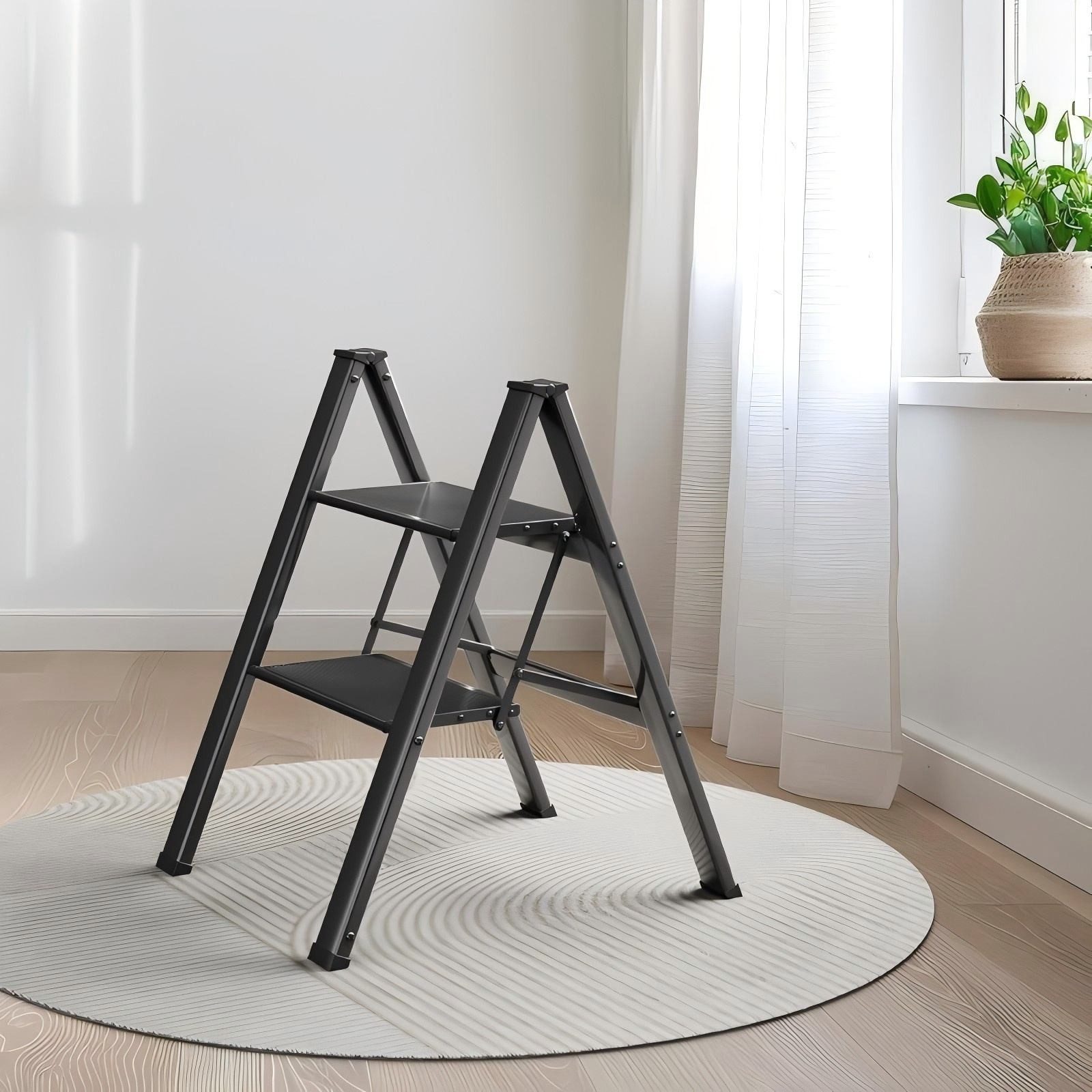 TLGREEN Trittleiter Alu-Klapptritt-Leiter,2/3/4-Stufen-Leiter Rutschfeste Trittfläche (Tragbare Leiter für Zuhause Leichte Leiter Schlafzimmer-Bücherregal), Belastbar Bis zu 150 kg, Verwendet in Küche Zuhause