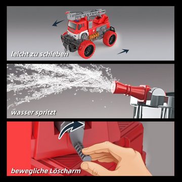 Esun Spielzeug-Feuerwehr Feuerwehrauto Feuerwehr Spielzeug ab 2 3 4 Jahre, mit Wasserspritze, (Set, Komplettset), Feuerwehr Auto Kinder mit Licht & Sound, 1:16