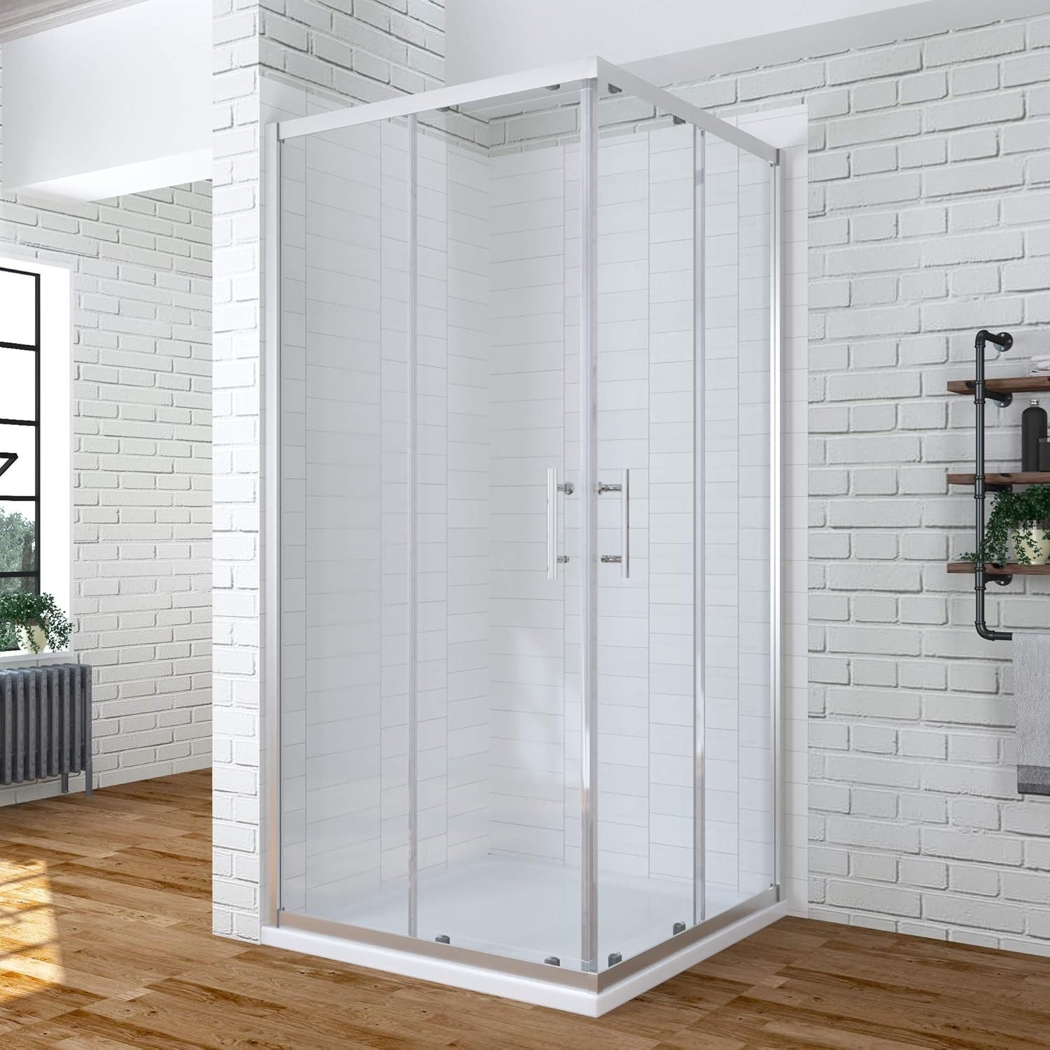AQUABATOS Eckdusche Duschkabine Eckeinstieg Eckdusche mit Schiebetür höhe 185 cm, BxT: 70x70 cm, Einscheiben-Sicherheitsglas (ESG)