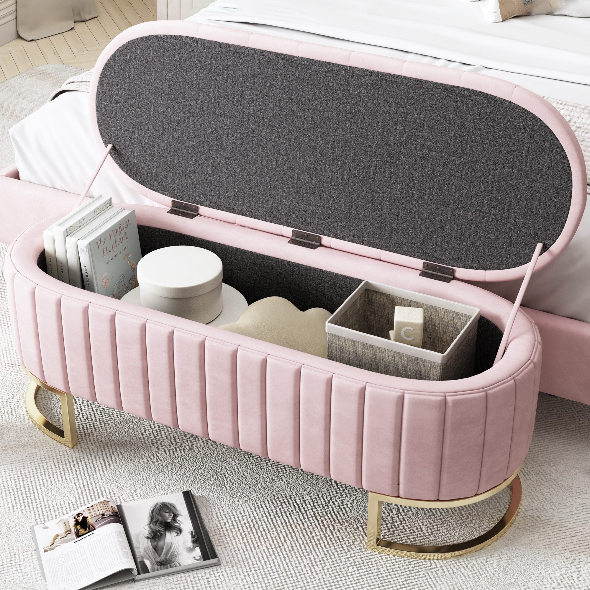 Flieks Polsterbank, Stauraum Polsterhocker Fußbank Sofabank 120x40x43cm Sam günstig online kaufen