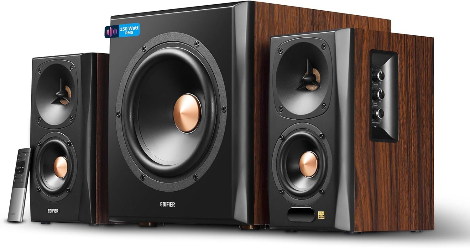 Edifier® S360DB Regal-Lautsprecher 2.1 (Bluetooth, 155 W, drahtloser Subwoofer)