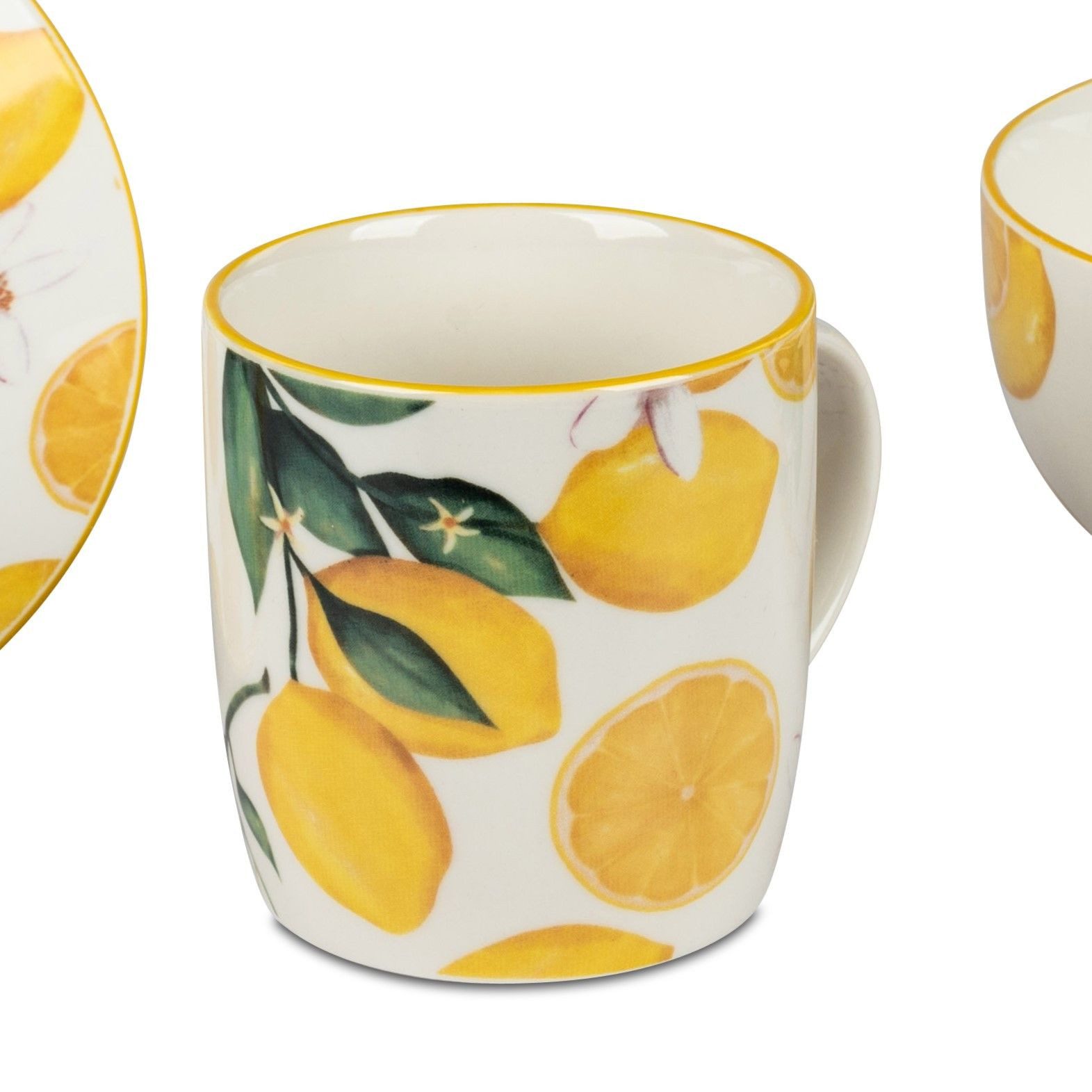 formano Tasse Fresh Lemon, Porzellan, Spülmaschinengeeignet, Weiß, Zitronen, H: 9.5cm