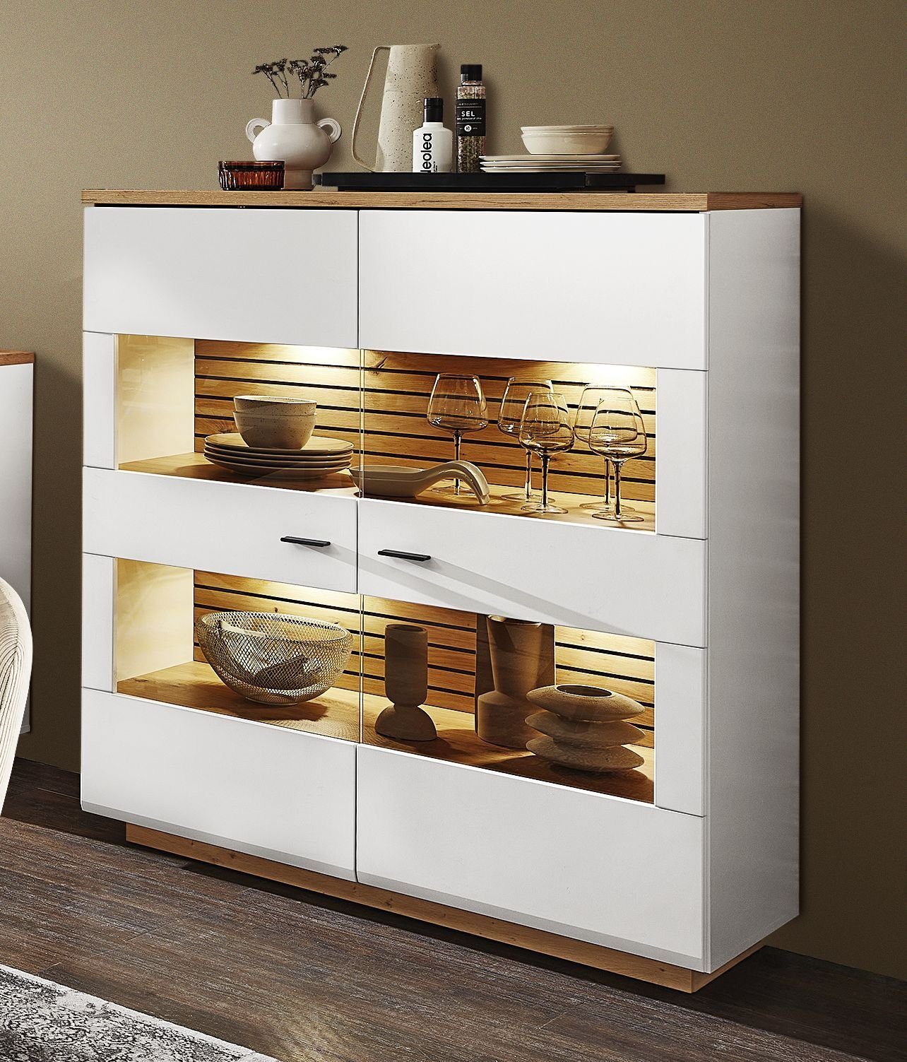 HARPER Highboard Highboard HARPER WENTWORTH BHT 110x136x40 cm weiß Hochkommode