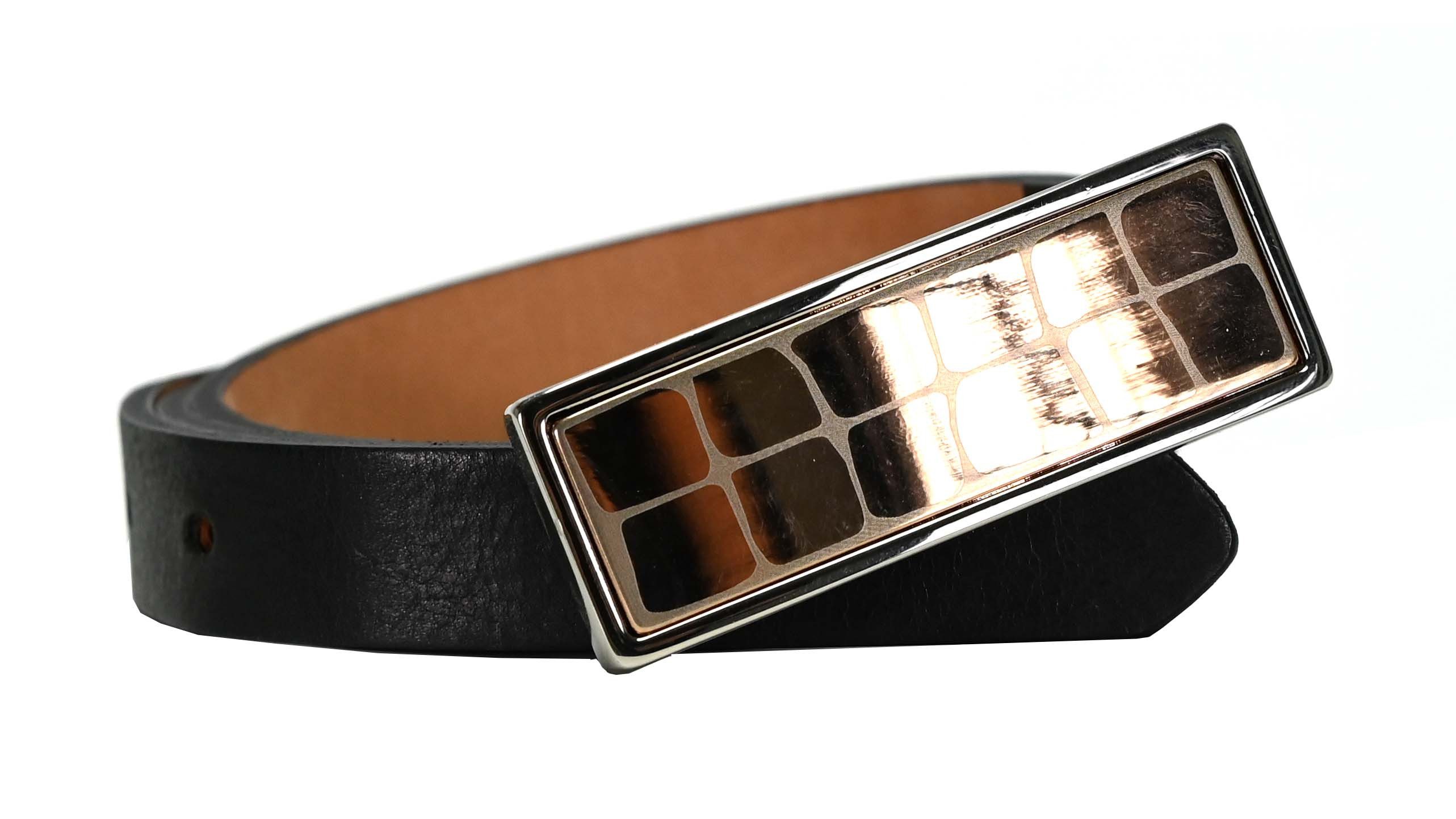 Bag & Belt Ledergürtel Damen-Leder-Koppelgürtel 2 cm schwarz 95