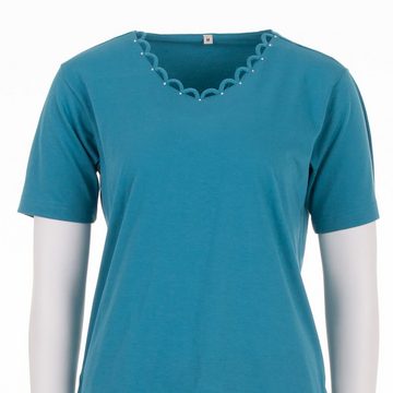 zeitlos T-Shirt zeitlos T-Shirt Kurzarm Rundhals Ausschnitt Steine Business-Look