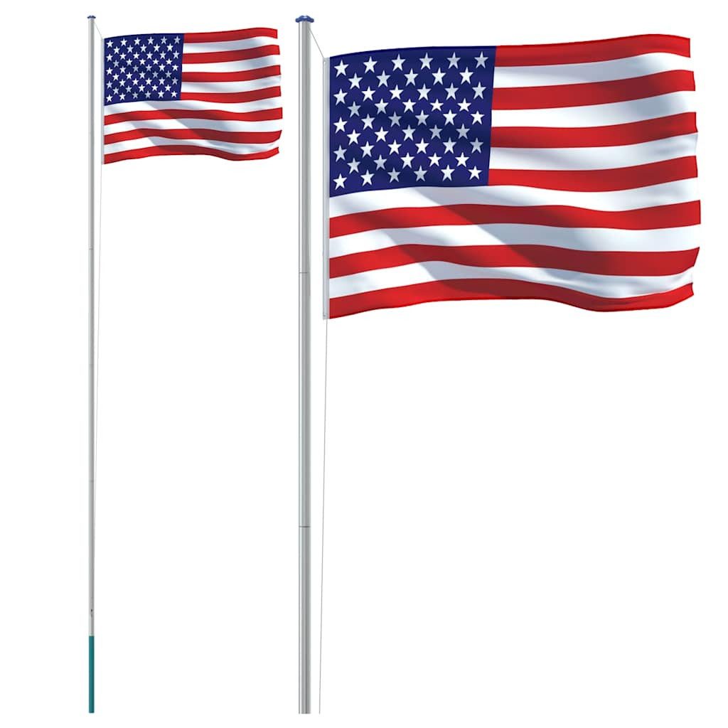 vidaXL Flagge Flagge der Vereinigten Staaten mit Mast 6,08 m Aluminium