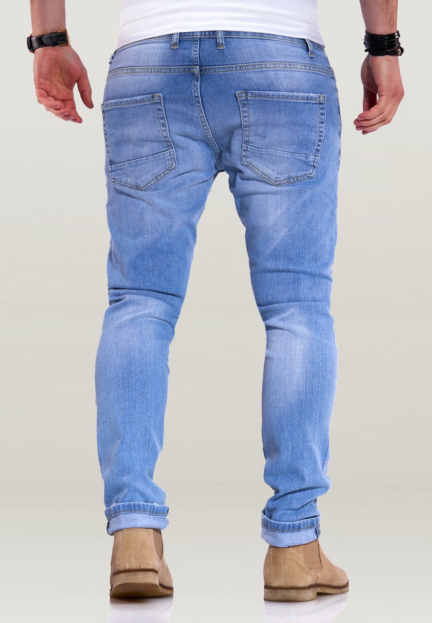 Stone-Washed R&RELY Slim-fit-Jeans Reese Hellblau Rello &