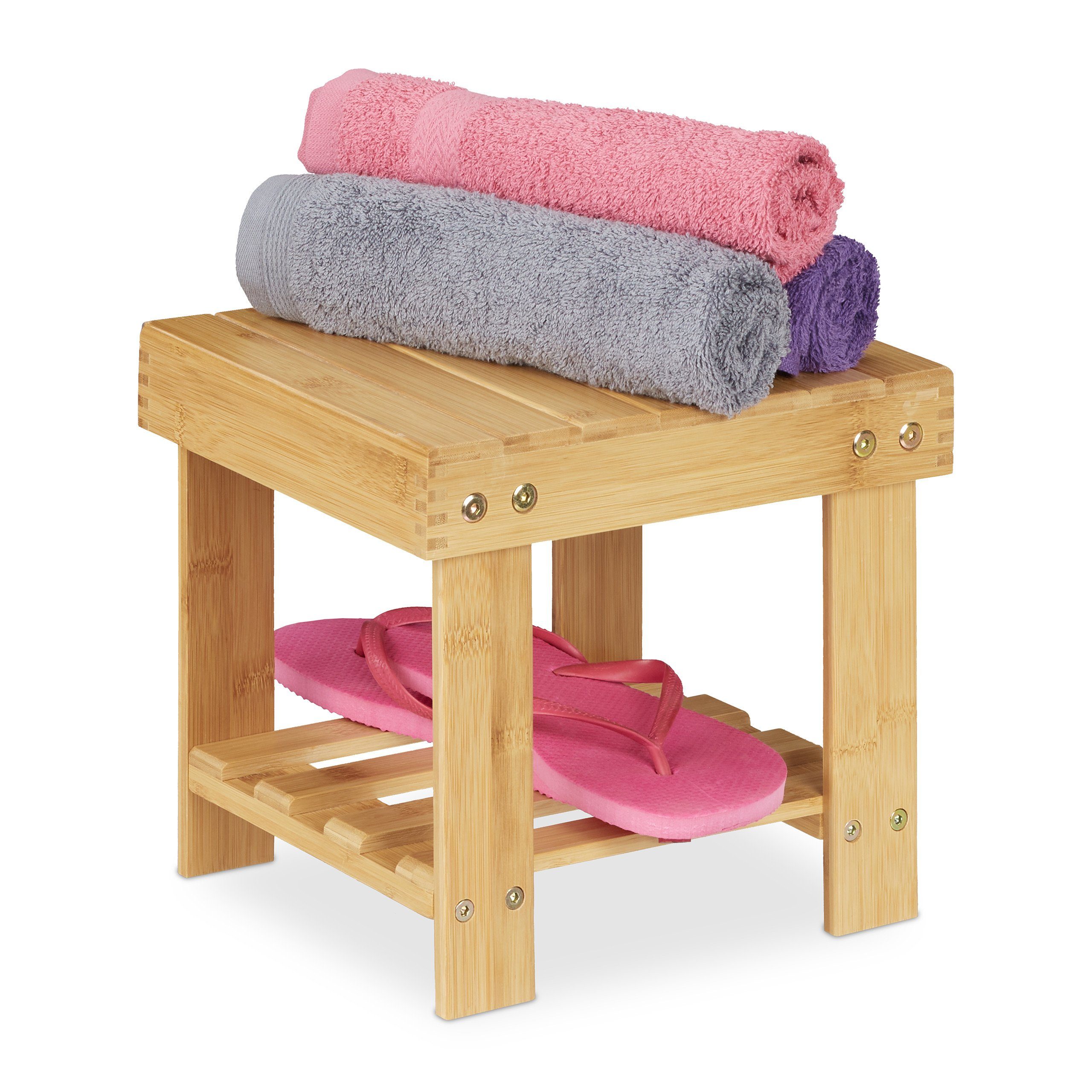 relaxdays Fußhocker Kleine Fußbank aus Bambus günstig online kaufen