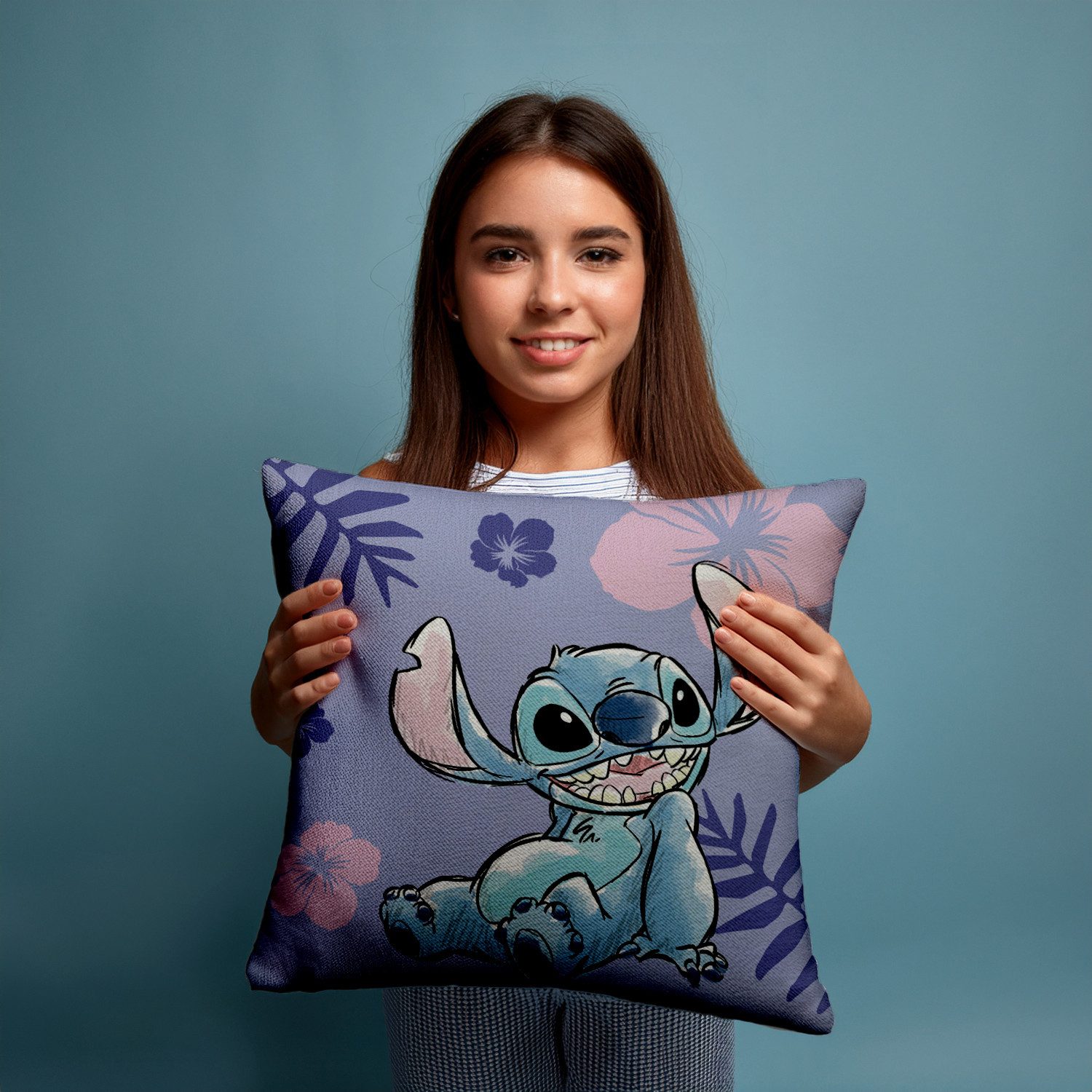 Jerry Fabrics Dekokissen Lilo und Stitch Kuschelkissen Dekokissen 40 x 40 cm