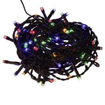 Idena LED-Lichterkette 80er bunt, Innen- und Außenbereich 8h-Timer grünes Kabel Weihnachtsbeleuchtung