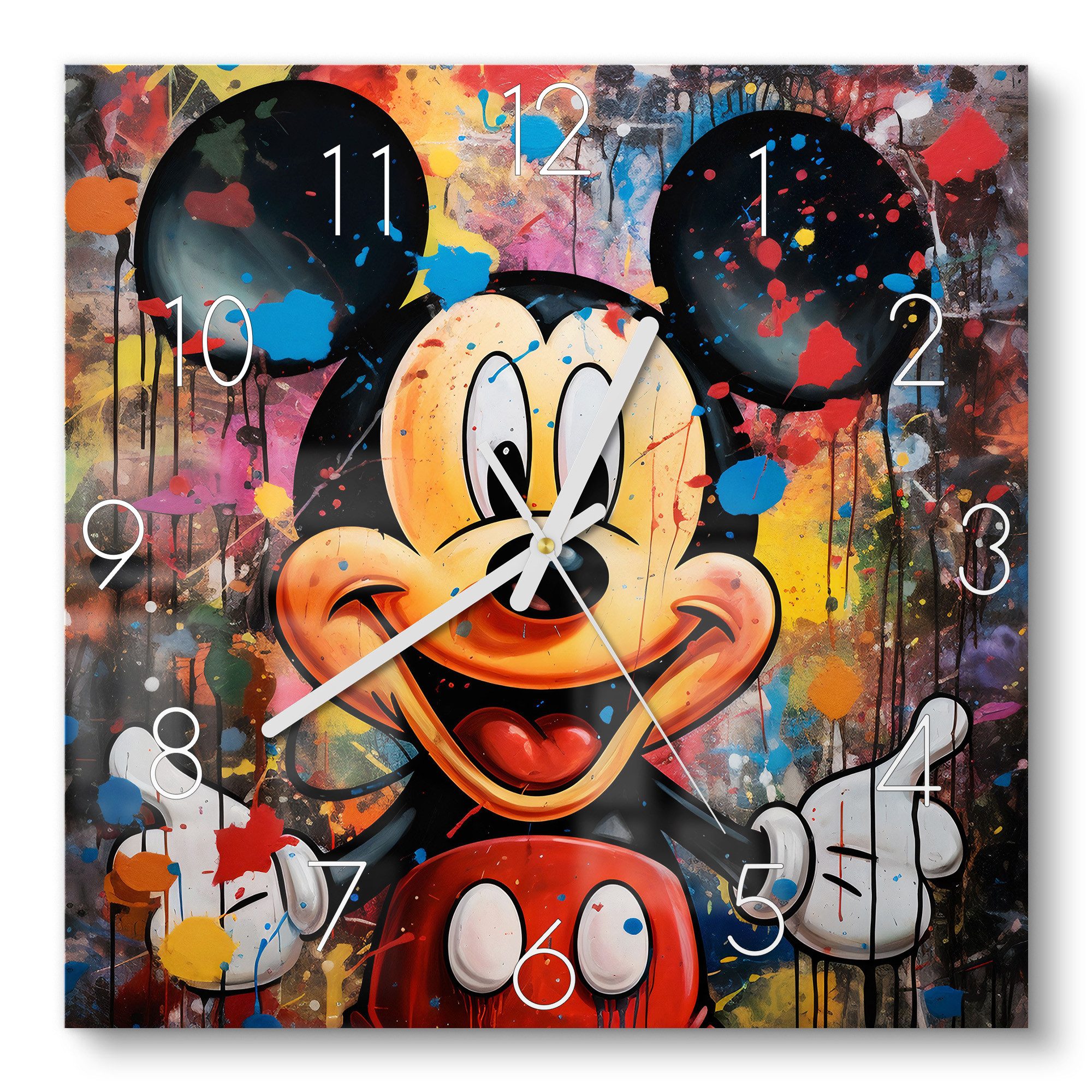 DEQOART Wanduhr 'Mickey im Farbenzauber' (Glas Glasuhr modern Wand Uhr Desi günstig online kaufen