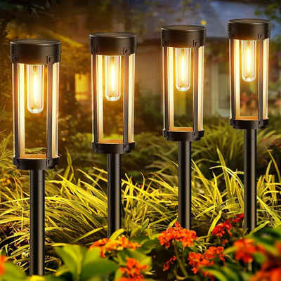 Jioson LED Solarleuchte Solarlampen für Außen Garten,6 StüCk Wasserdicht Solarleuchten, Außen mit Warmweiß Wolfram Auto Ein/Aus Solarleuchten