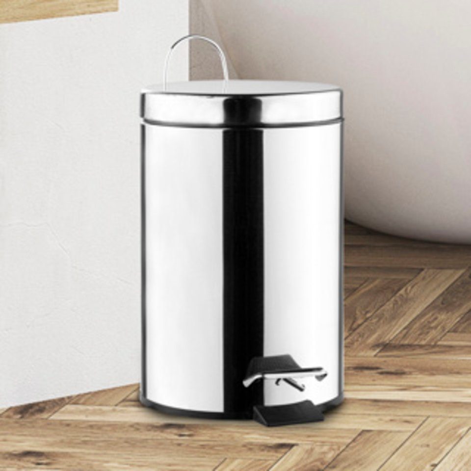 Haushalt International Mülleimer Treteimer 3L aus Edelstahl Maße: ca. Ø 17 x H 25cm