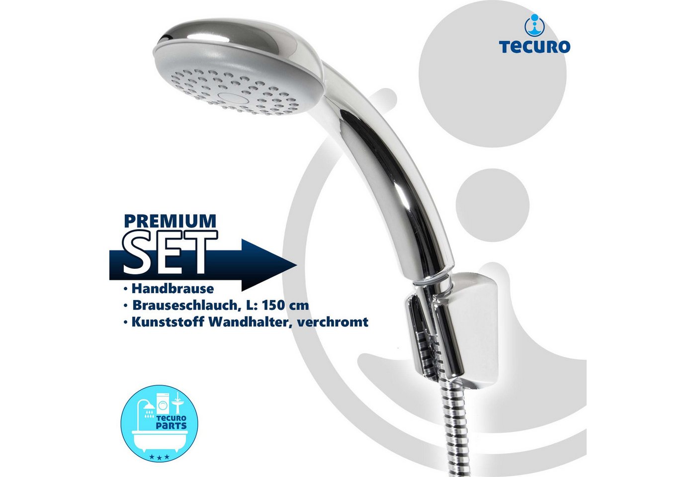 Thumbnail - tecuro Brausegarnitur Wannenset ew-easy-90 - mit Handbrause 1-strahlig, Brauseschlauch