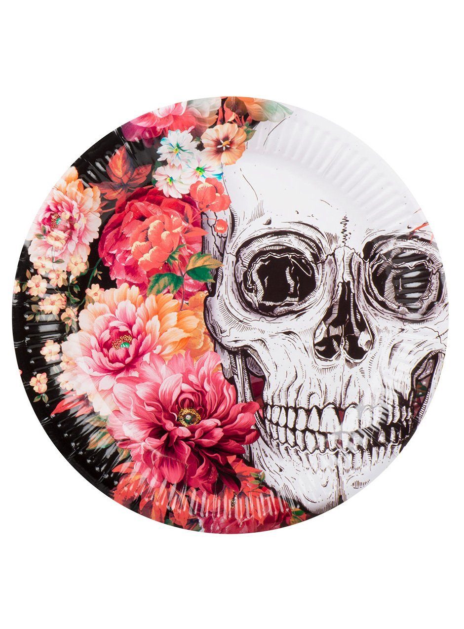 Boland Einweggeschirr-Set 10 Dia de los Muertos Pappteller, Pappe, Catrina, Mexiko & Co.: Partydeko im Stile des mexikanischen Totenfeste