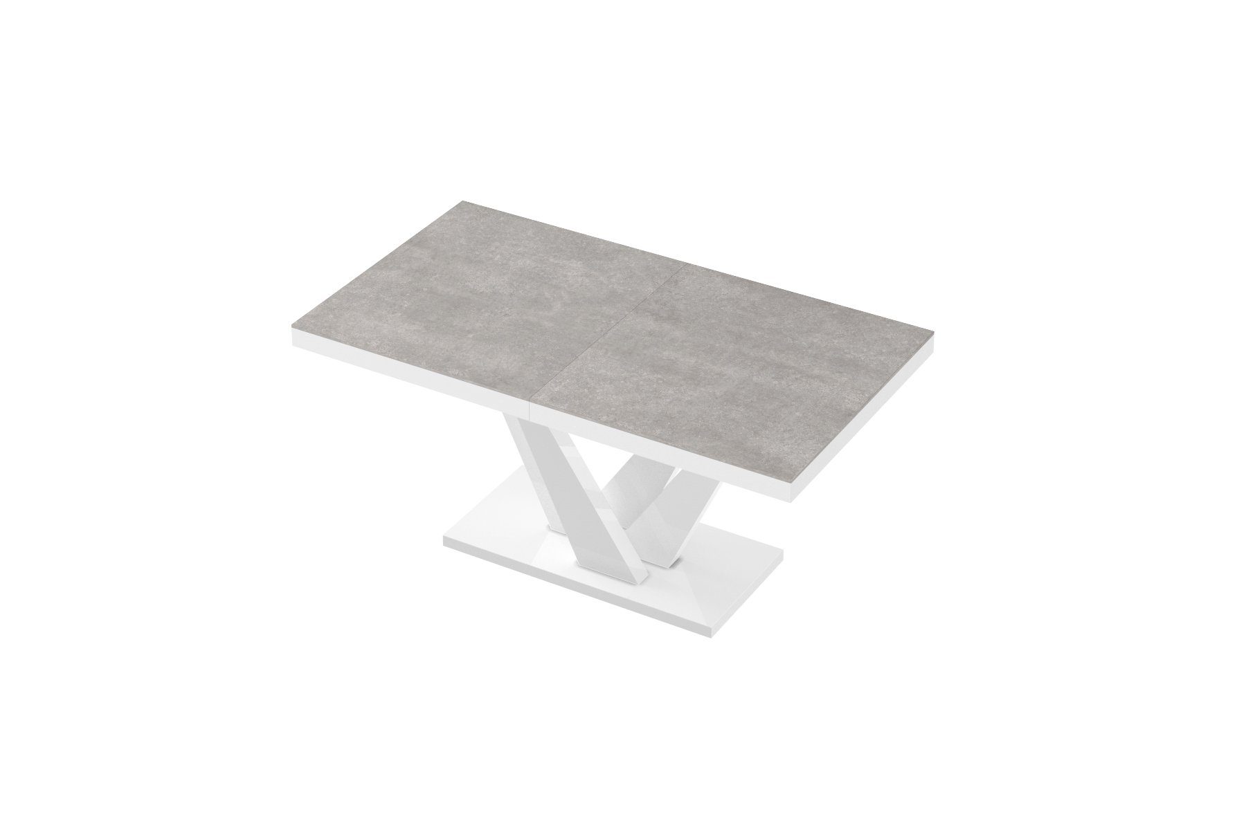HEV-111 Esstisch 160 designimpex Hochglanz Tisch / Esstisch Weiß Beton 256 Design bis cm ausziehbar