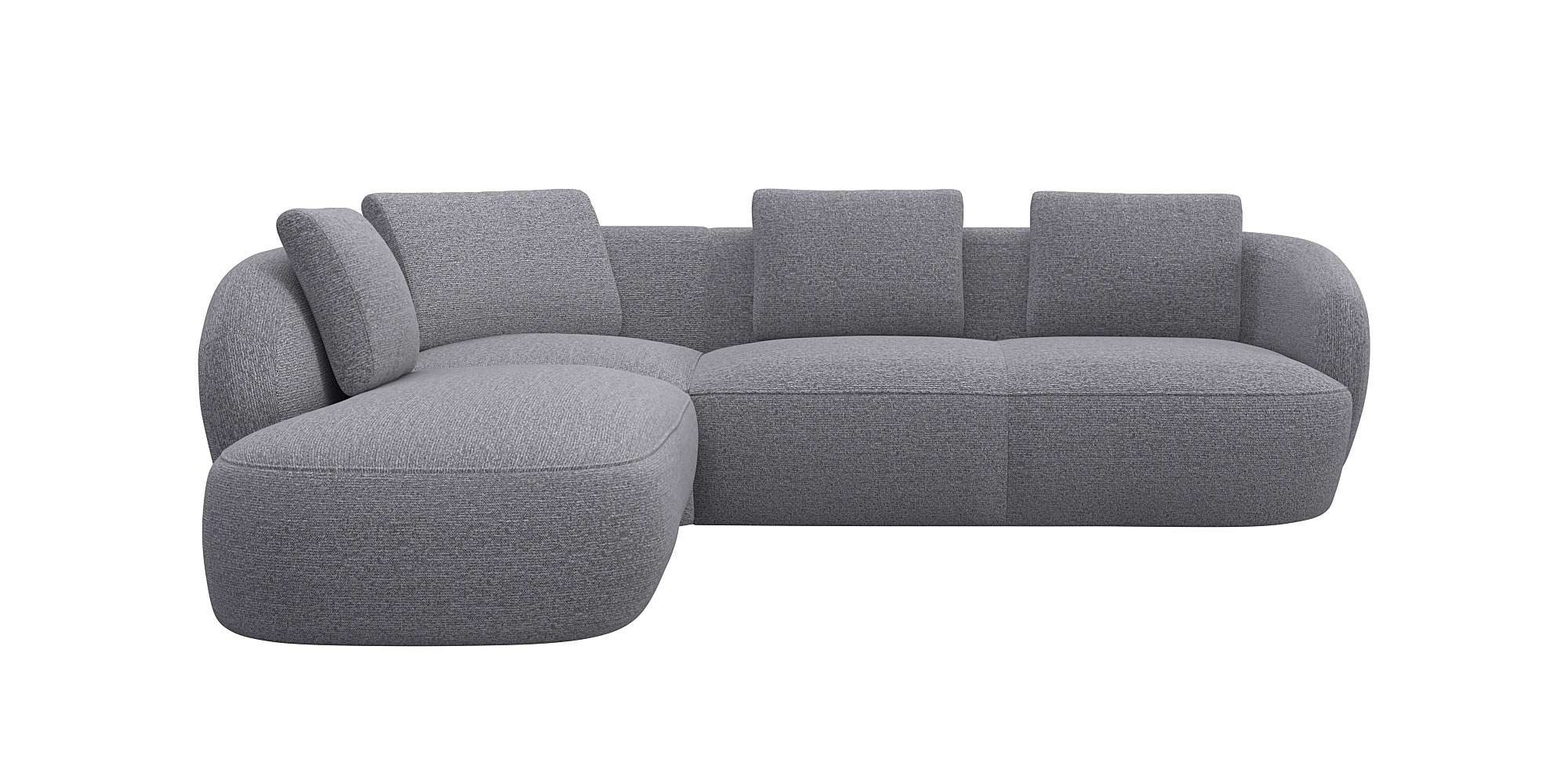 FLEXLUX Ecksofa Torino, rund, L-Form, Sofa-Ecke mit Ottomane, Modernes, organisches Sofa-Design, Kaltschaum, Wellenunterfederung