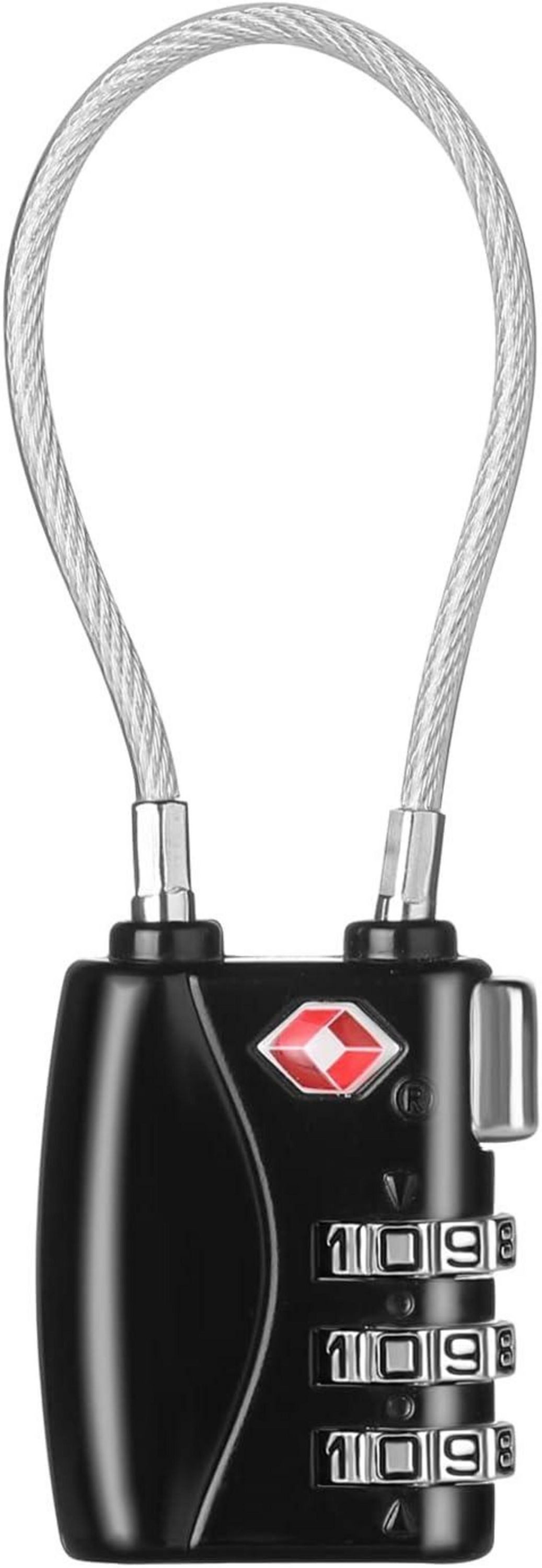 TSA-Vorhängeschloss TSA Kofferschloss Zahlenschloss flexibles Kabeldesign Schwarz