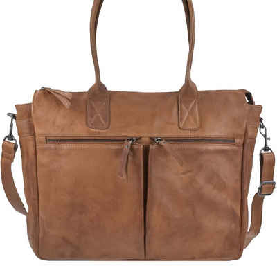 Bear Design Shopper "Binni" Callisto Pelle Leder, große Handtasche, Schultertasche 45x32cm, weich, knautschig cognac