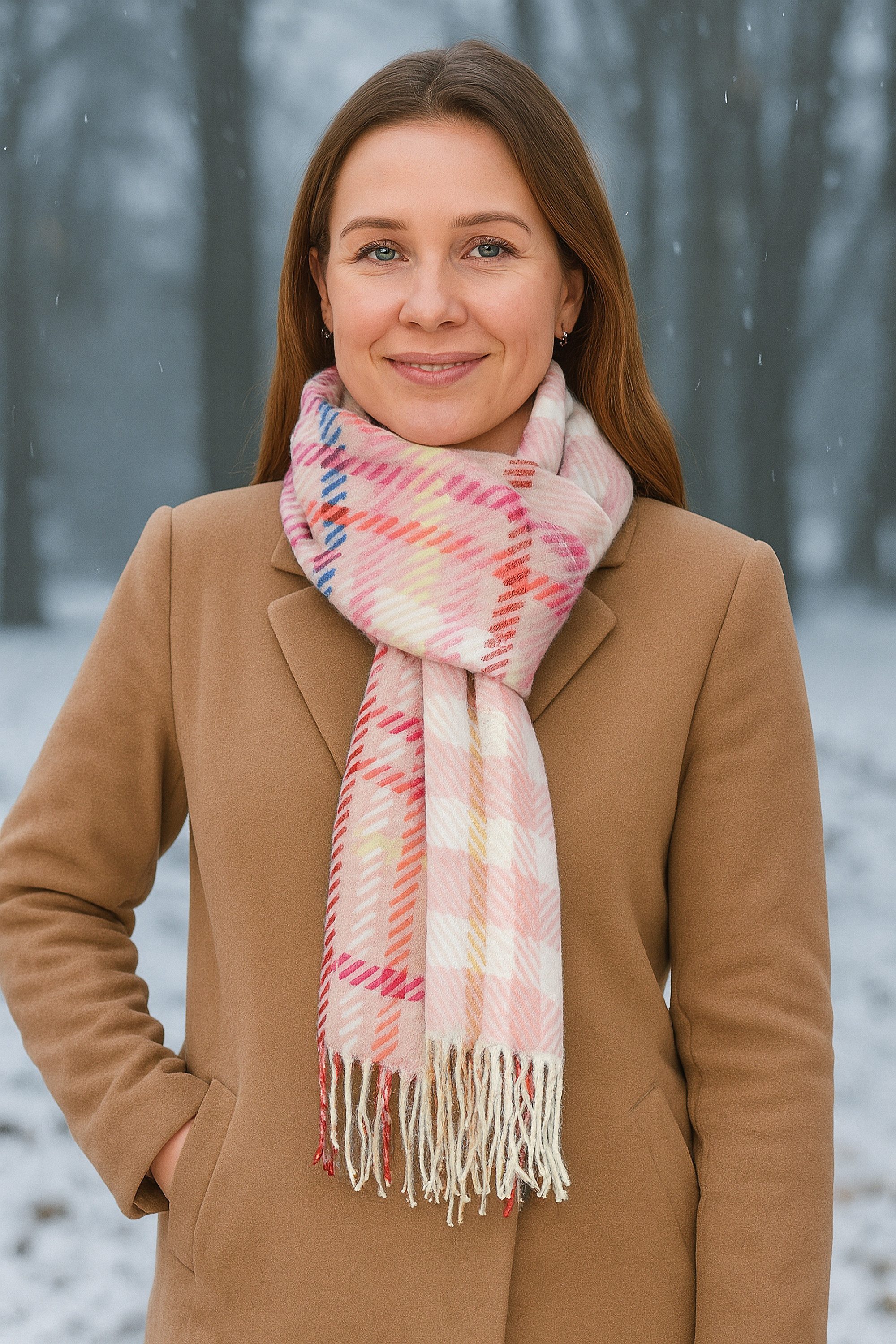 COLLEZIONE ALESSANDRO Wollschal Bright, (1-St), moderner Karoschal, Made in Italy