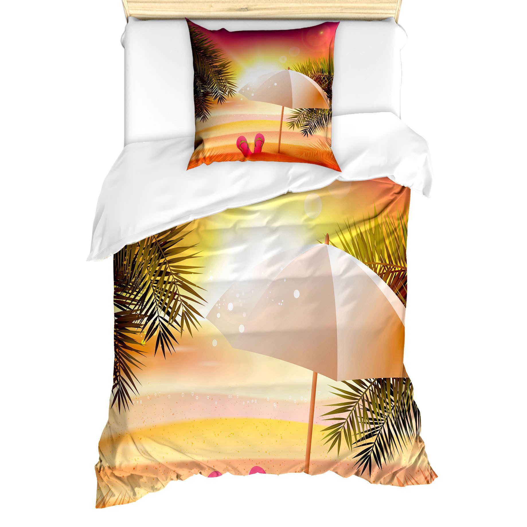 Abakuhaus Bettwäsche Milbensicher Allergiker geeignet mit Kissenbezug, Microfaser, Orange Sommer Sonnenuntergang am Strand