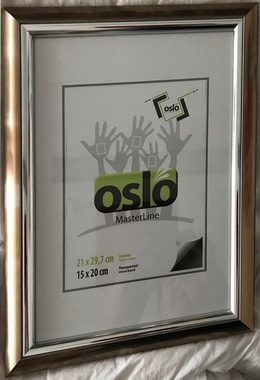 Oslo MasterLine Einzelrahmen Bilderrahmen 21 x 30 cm Kunststoff Urkundenformat DIN A4 exakt 21x29,7, (bronze} {silber} {stahl), Urkundenrahmen mit Echtglas