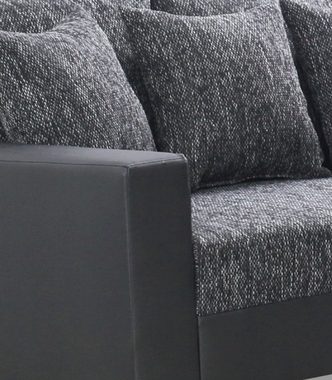 Küchen-Preisbombe Sofa Wohnlandschaft Sofa Couch Ecksofa Eckcouch schwarz Eckcouch Minsk OT R, Ecksofa + Hocker