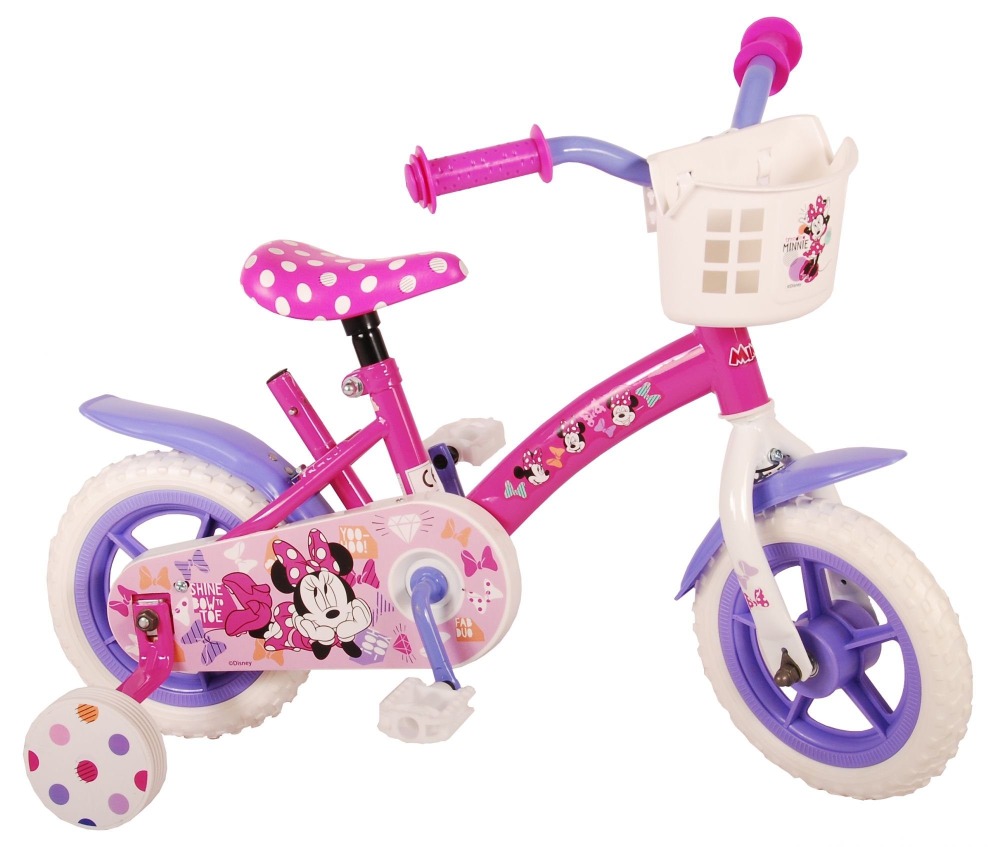 TPFSports Kinderfahrrad Disney Minnie Fahrrad Gang, Kinder Rutschfeste Ever Cutest Laufrad 1 Stützräder mit Fahrrad Sicherheitsgriffe), Mädchen Zoll, Kinderrad 10 (Mädchen Zoll - 10