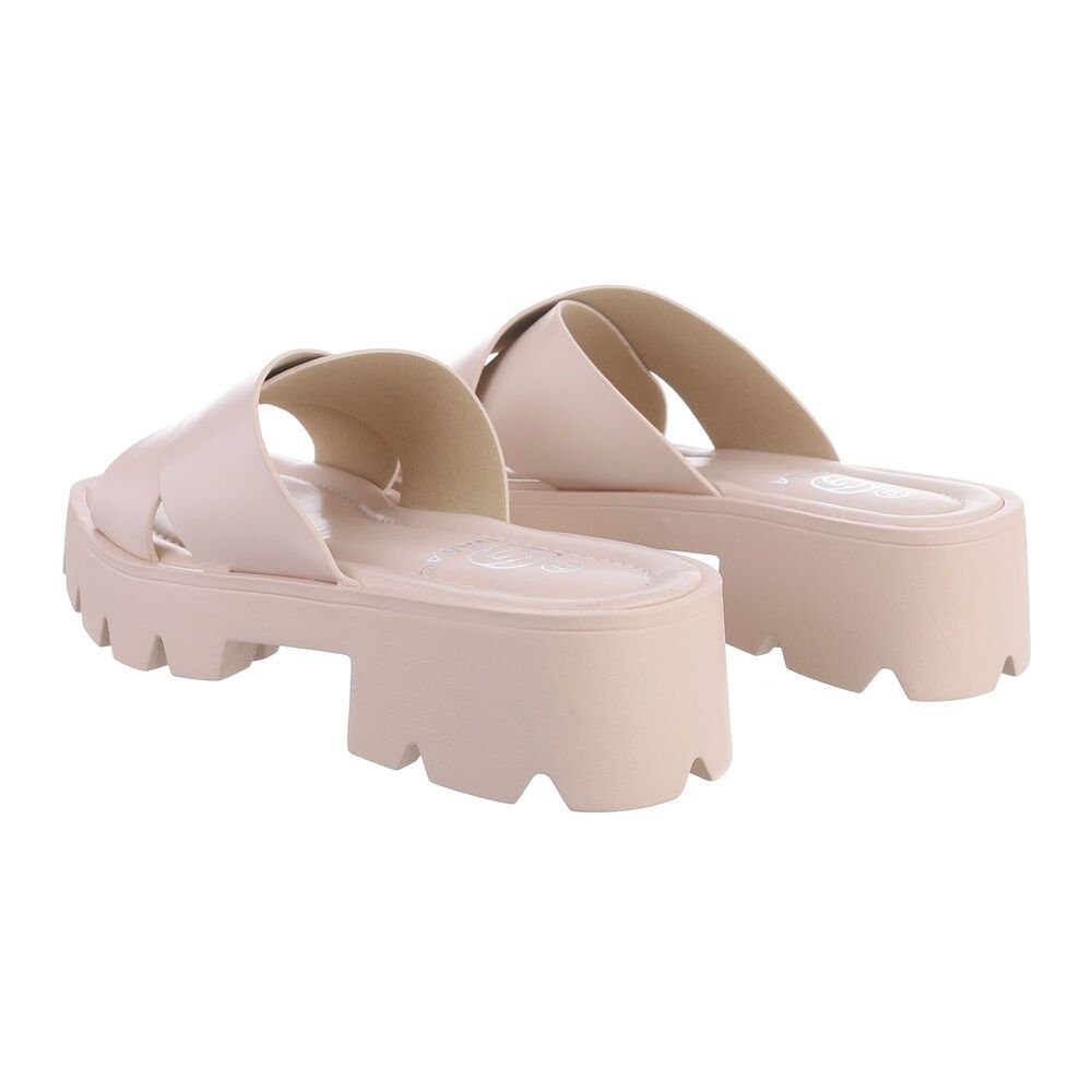 Blockabsatz Beige Sandalen Mules Ital-Design in Sandaletten Plateausandaletten & Freizeit Damen